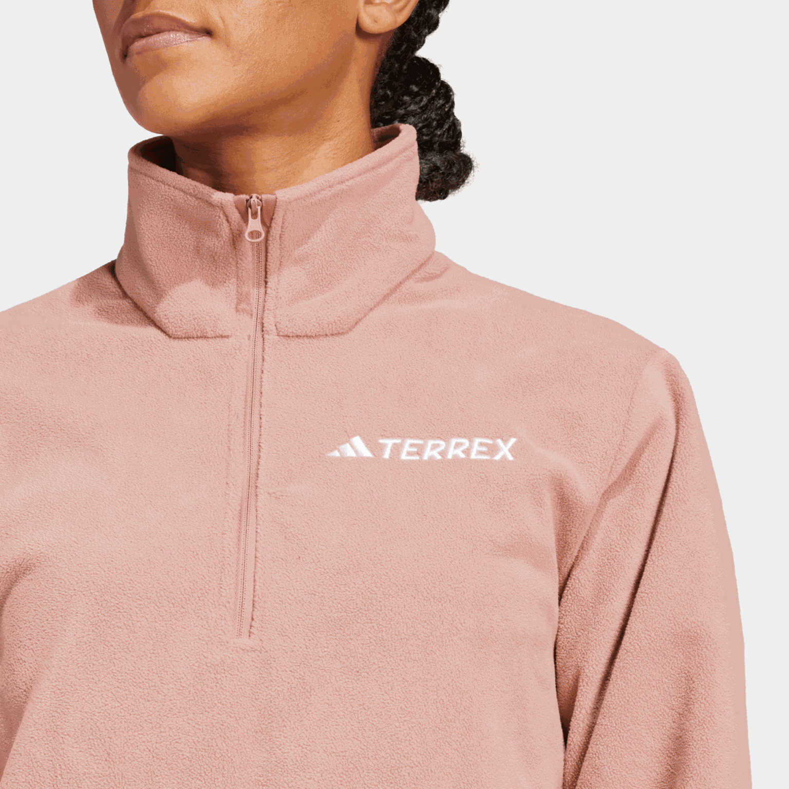  Jaqueta feminina de fleece de poliéster com meio zíper, suéter de fleece