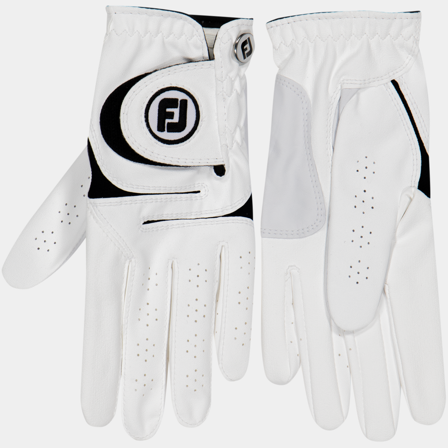 Luvas de golfe Weathersoft para jogadores canhotos, conjunto de 2 peças - Brancas