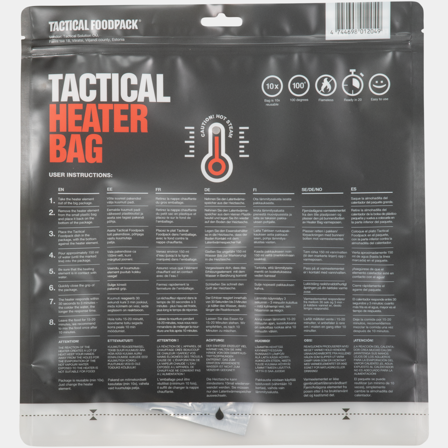 Tactical Heater Bag With Element - Svart