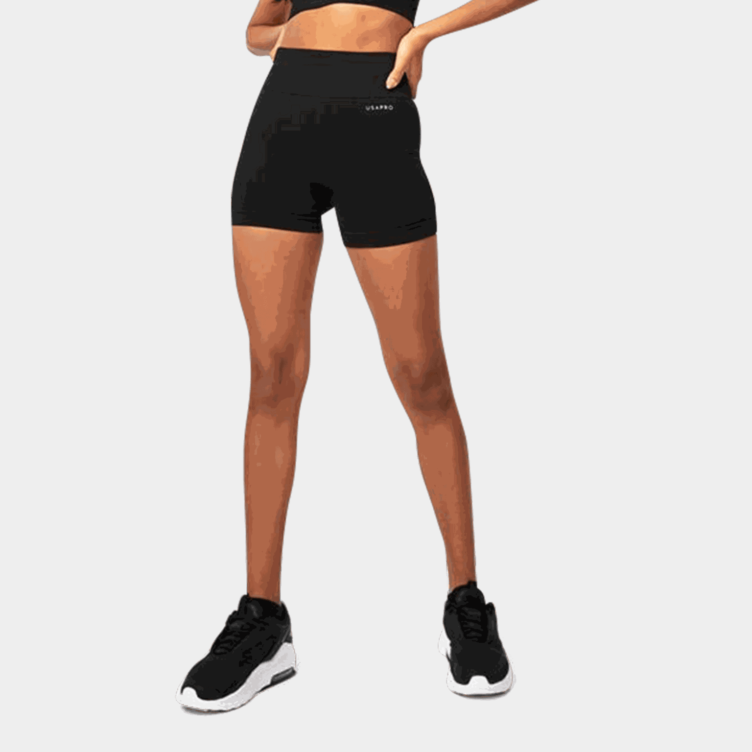 Pantaloncini senza cuciture da 7,6 cm, pantaloncini da allenamento, da donna – neri