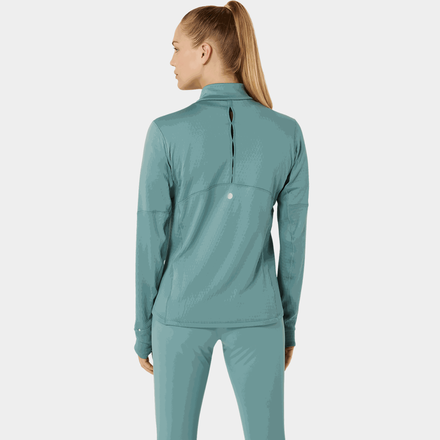 Winterhoodie met halve rits voor dames - Groen