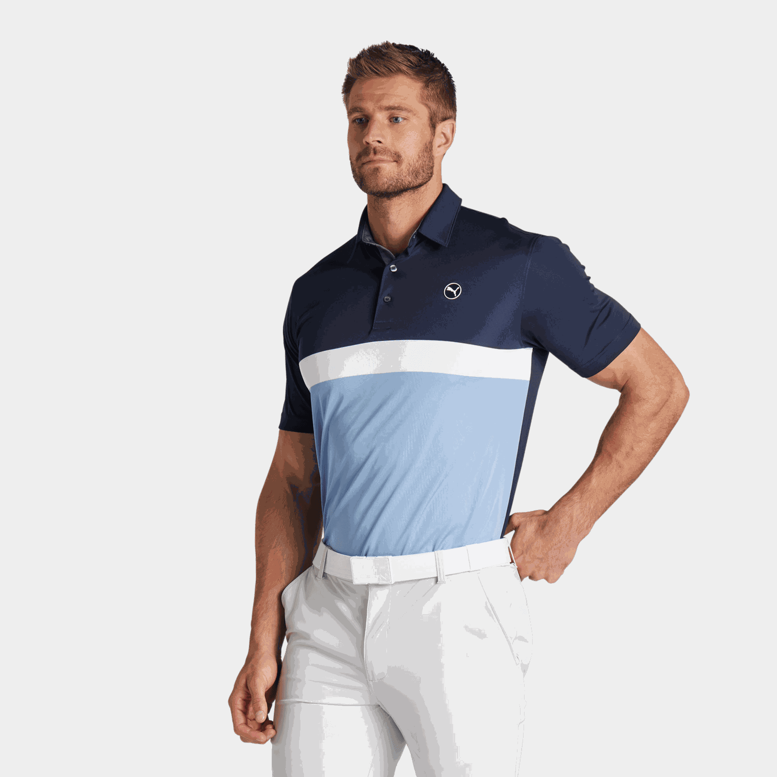 Pure Colorblock Polo, poloskjorte, golf, herre - Mørk blå