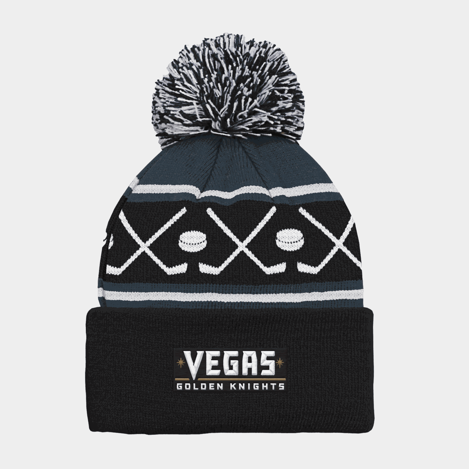 Czapka Golden Knights Faceoff Knit Beanie z pomponem – rozmiar 24/25, unisex, wielokolorowa