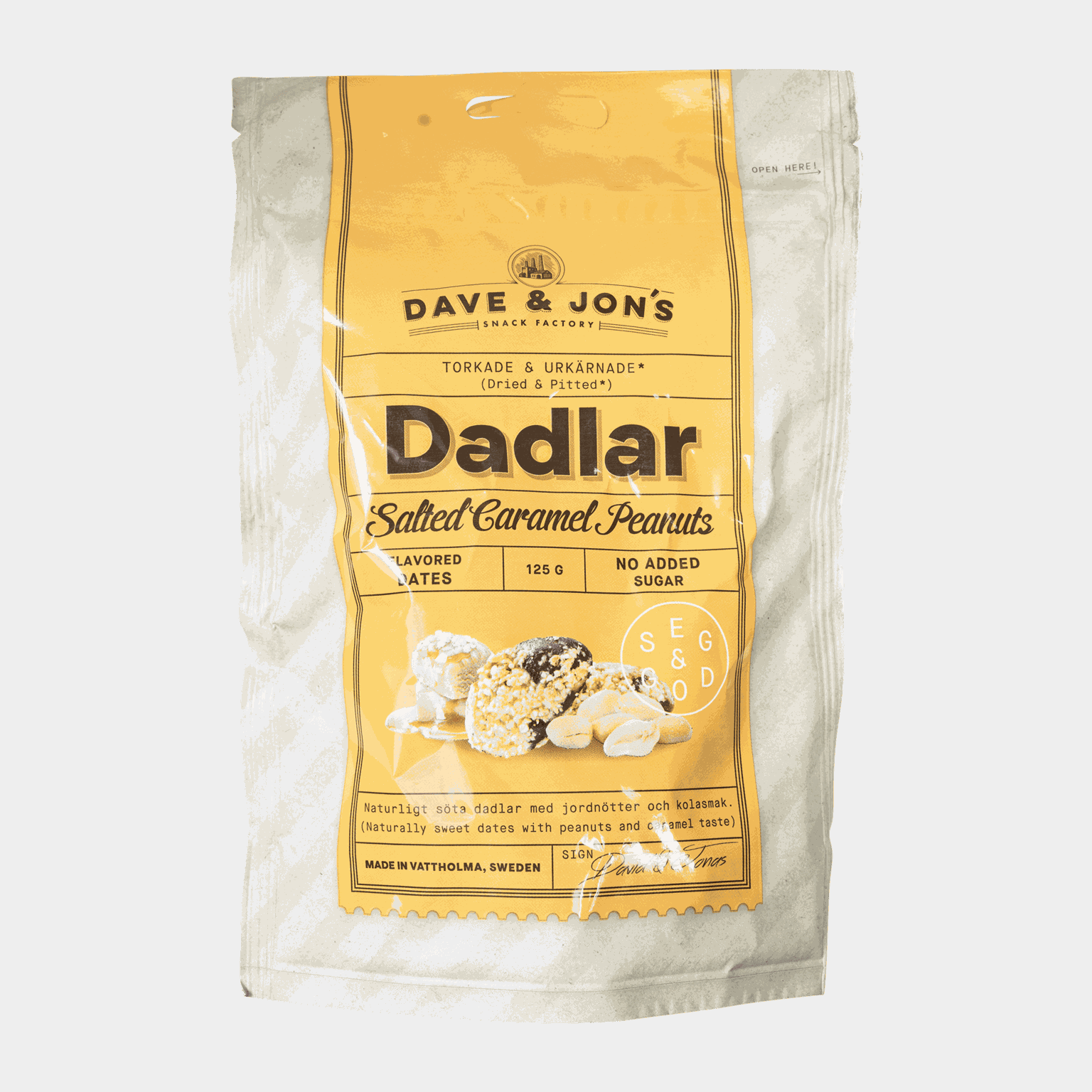  Dave & Jon sós karamellás földimogyoró, 110 g, datolya -