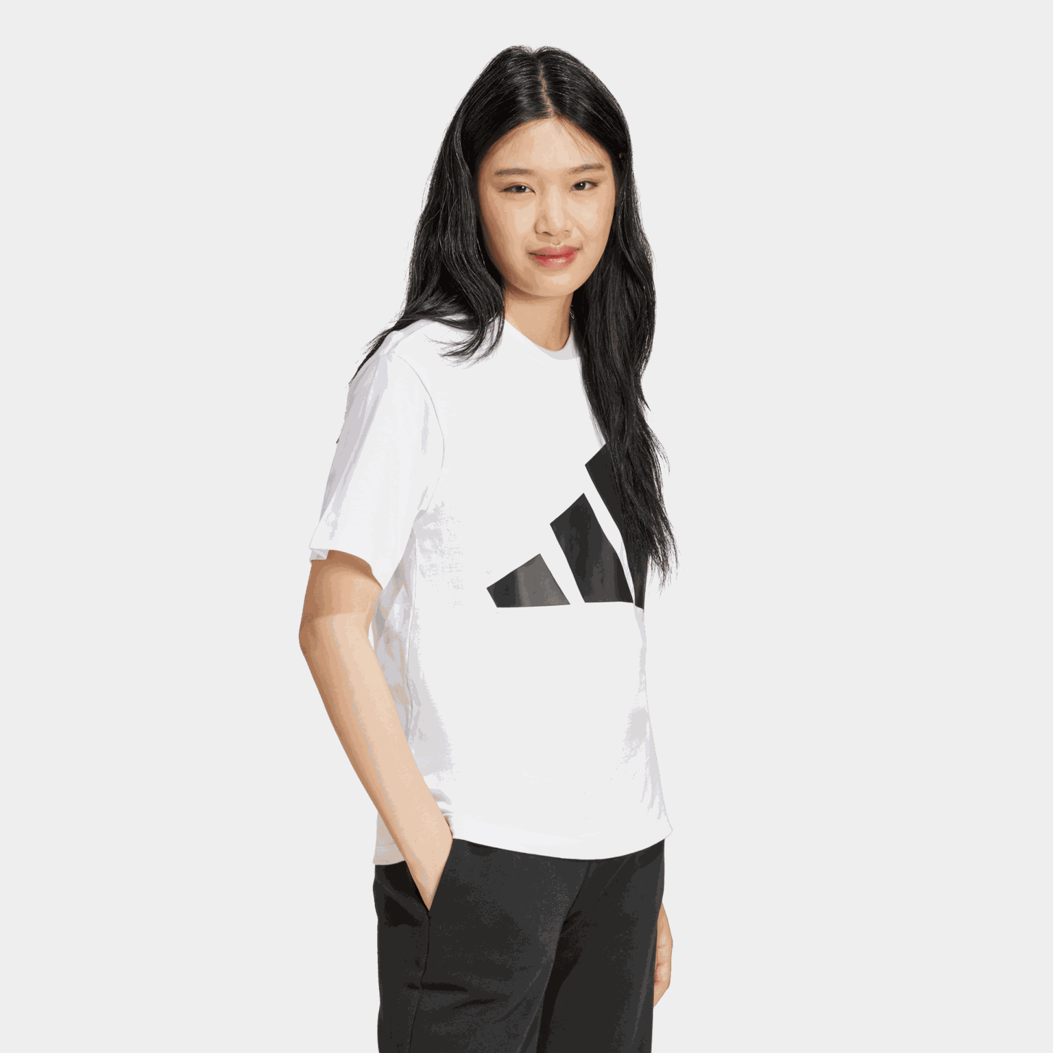  T-shirt essenziale in cotone con logo grande, t-shirt da donna