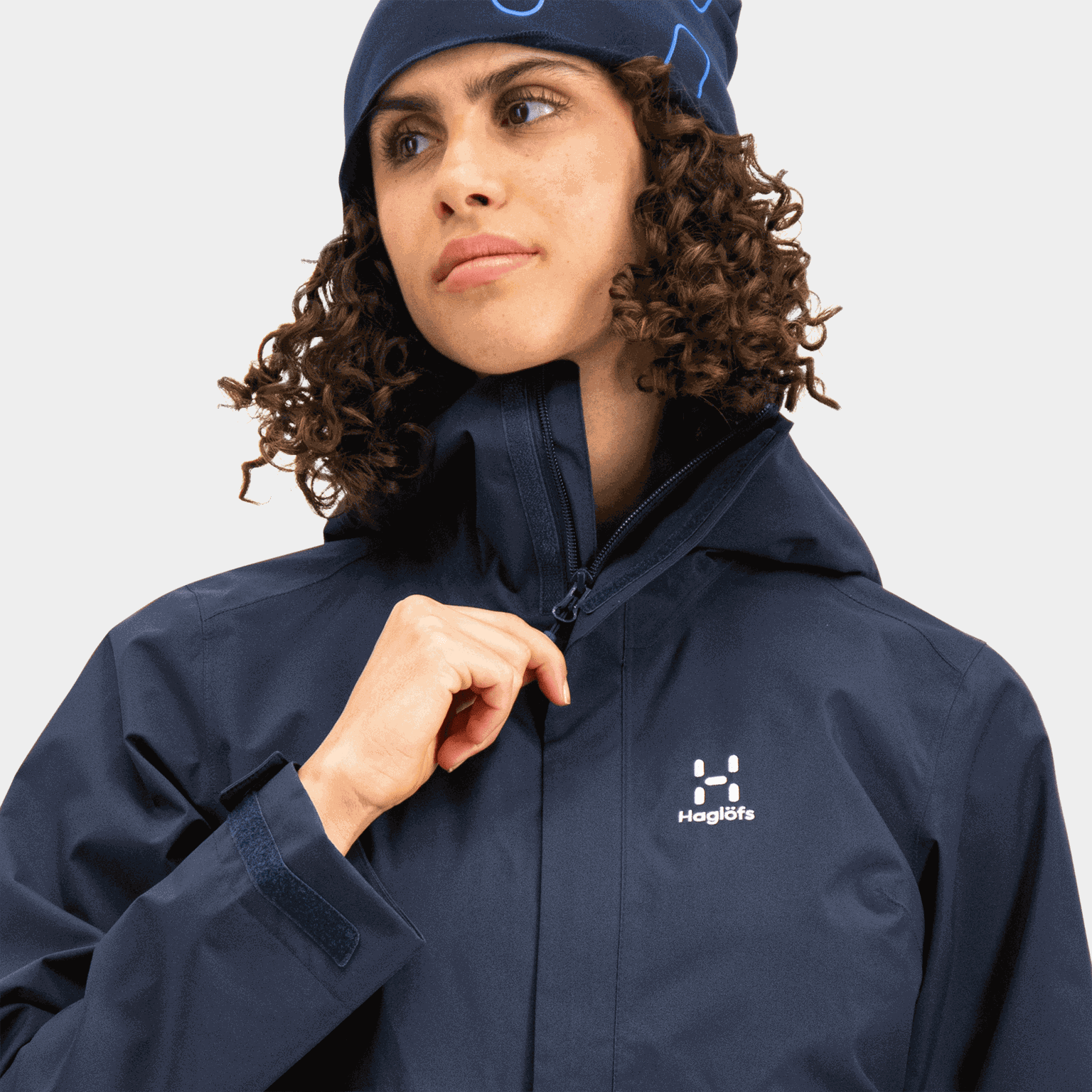  Jaqueta impermeável feminina da Velum - azul escuro