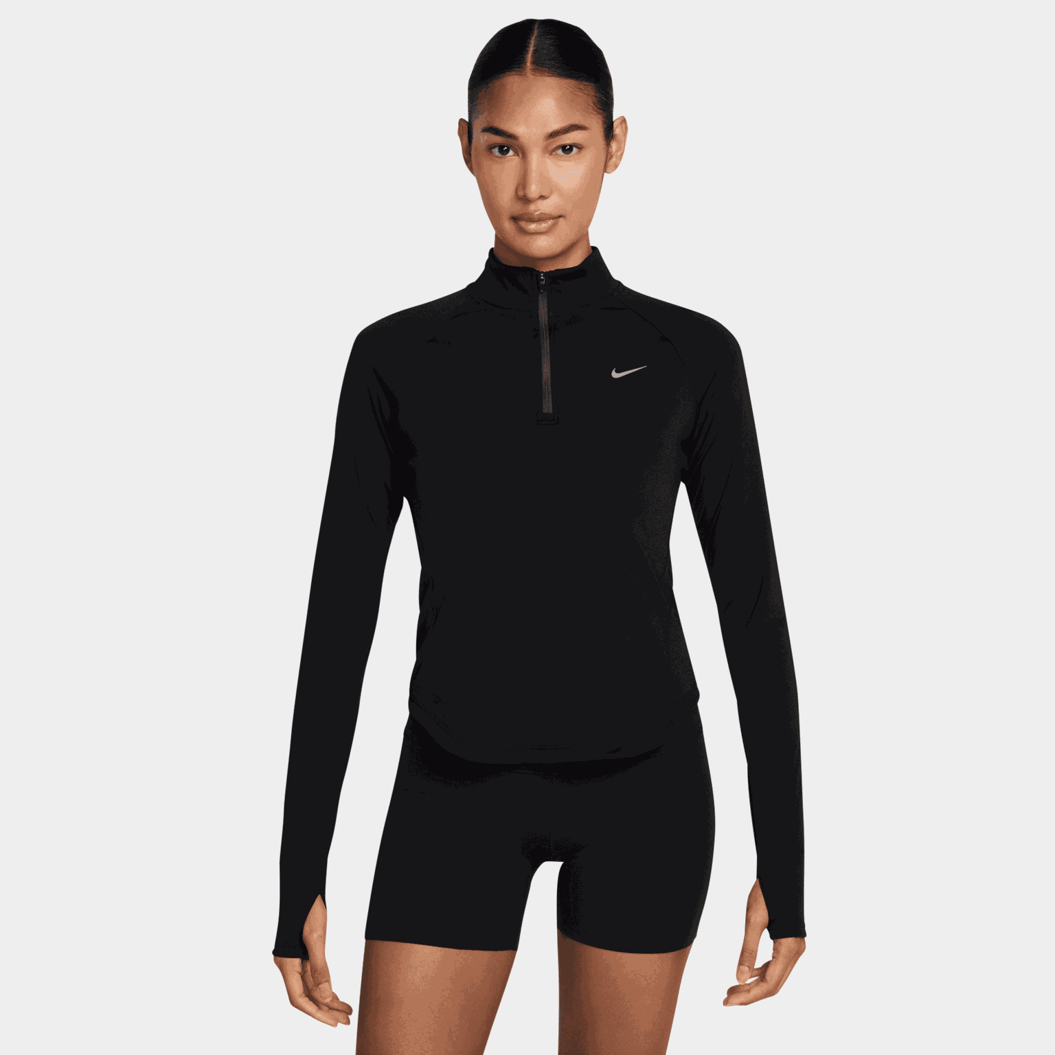 Conjunto de treino feminino Dri-FIT Tempo com zíper 1/4 - Preto