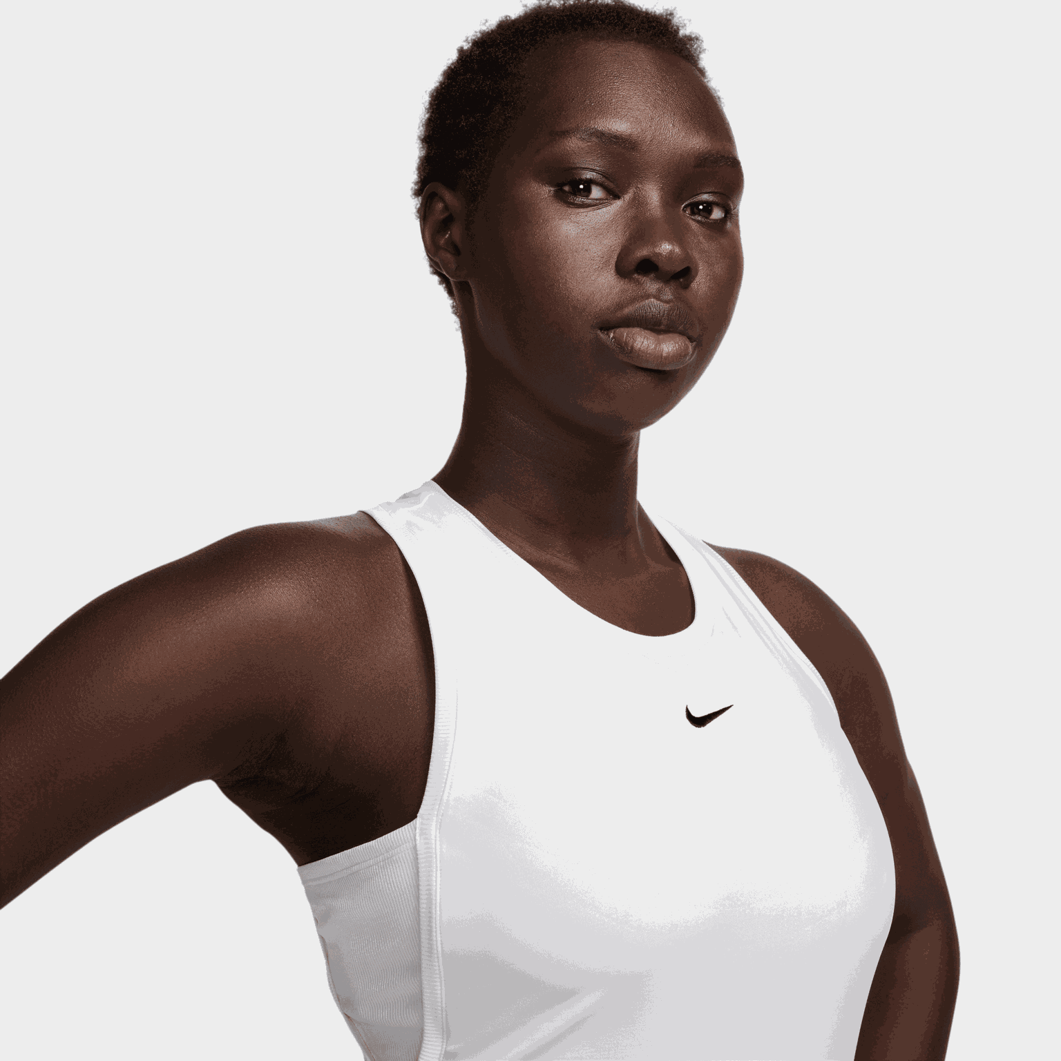  Camiseta sin mangas Dri-FIT Victory para mujer, blanca