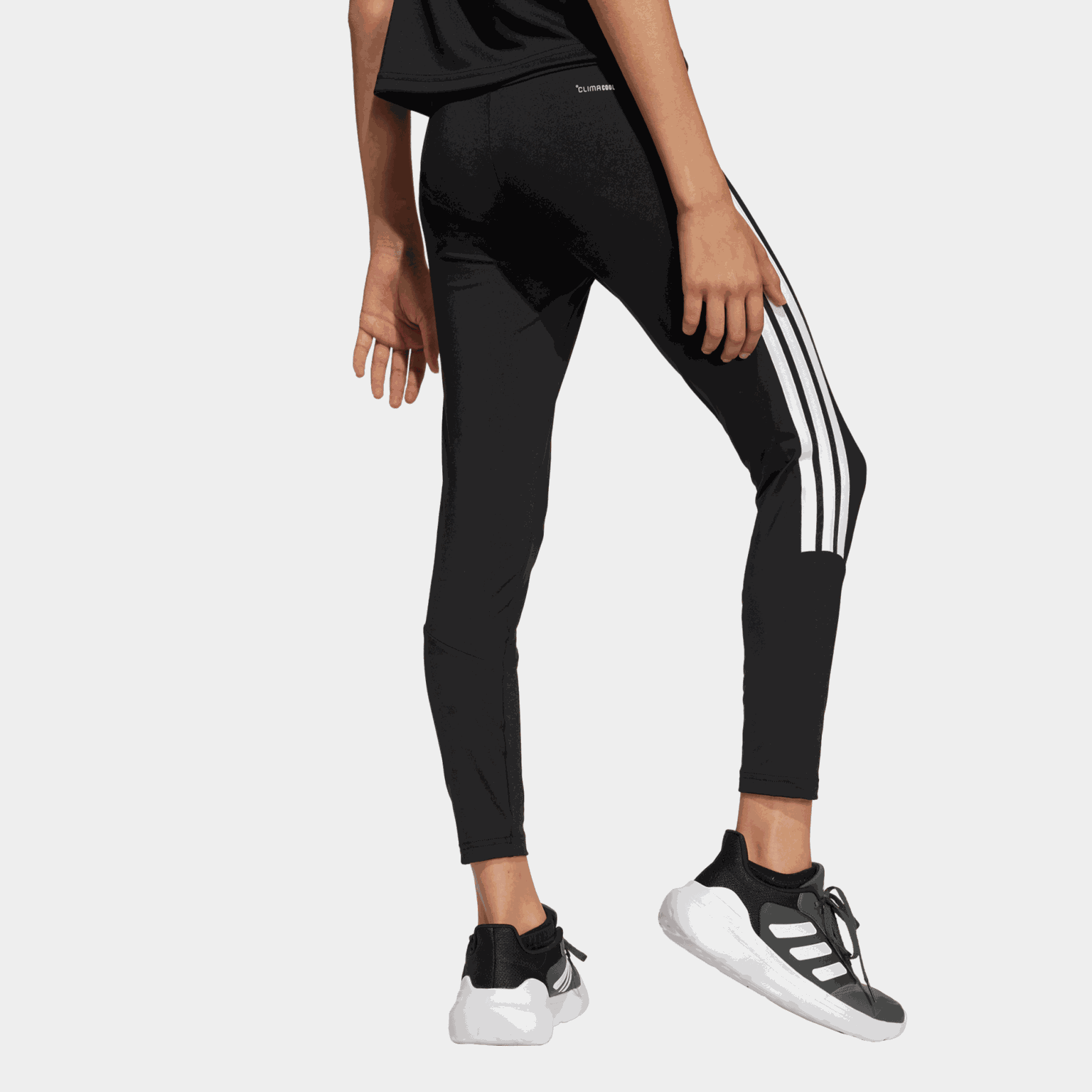 Calça legging Train Essentials com 3 listras, tamanho infantil - preta