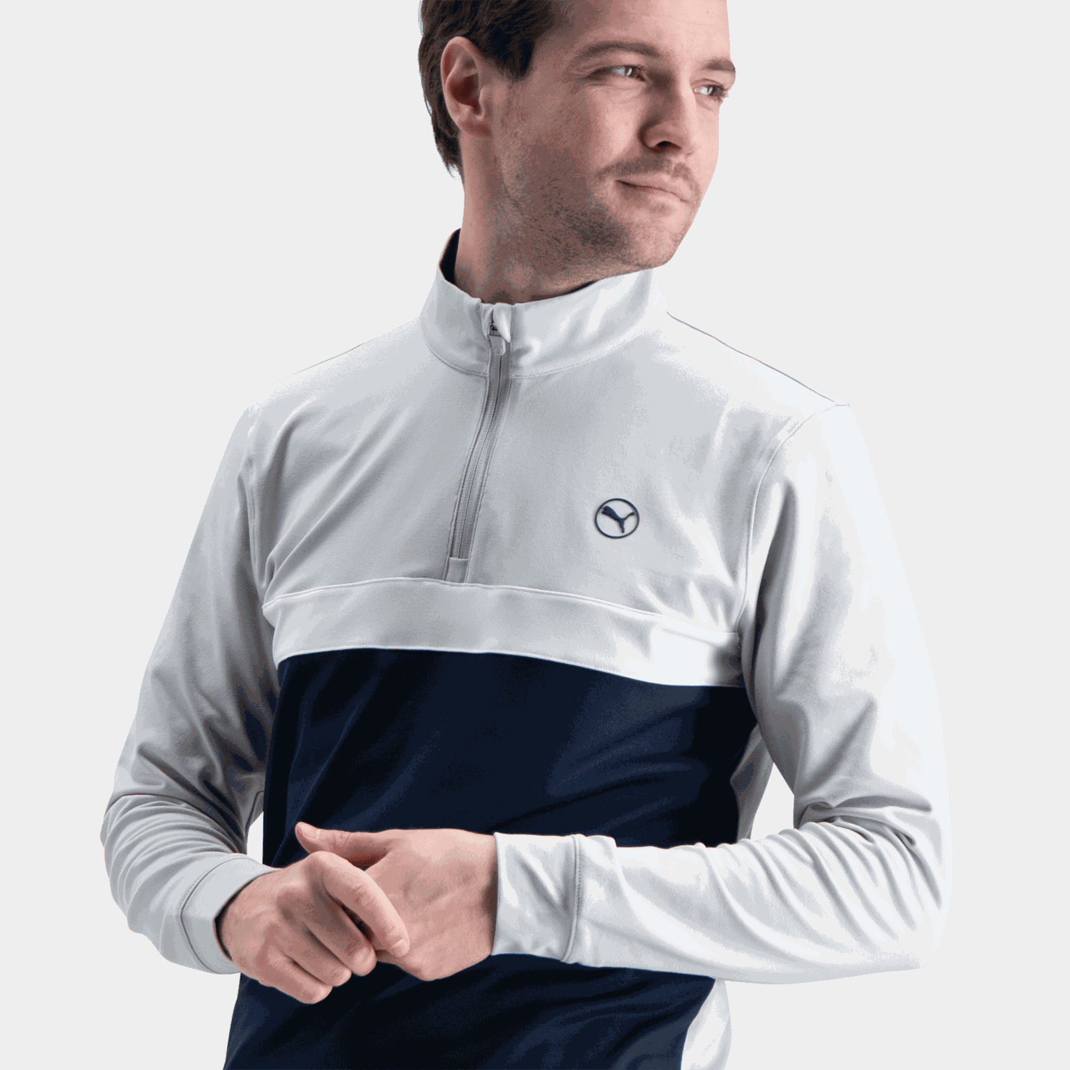 Pure Colorblock 1/4 Zip, golfgenser, herre - Grå