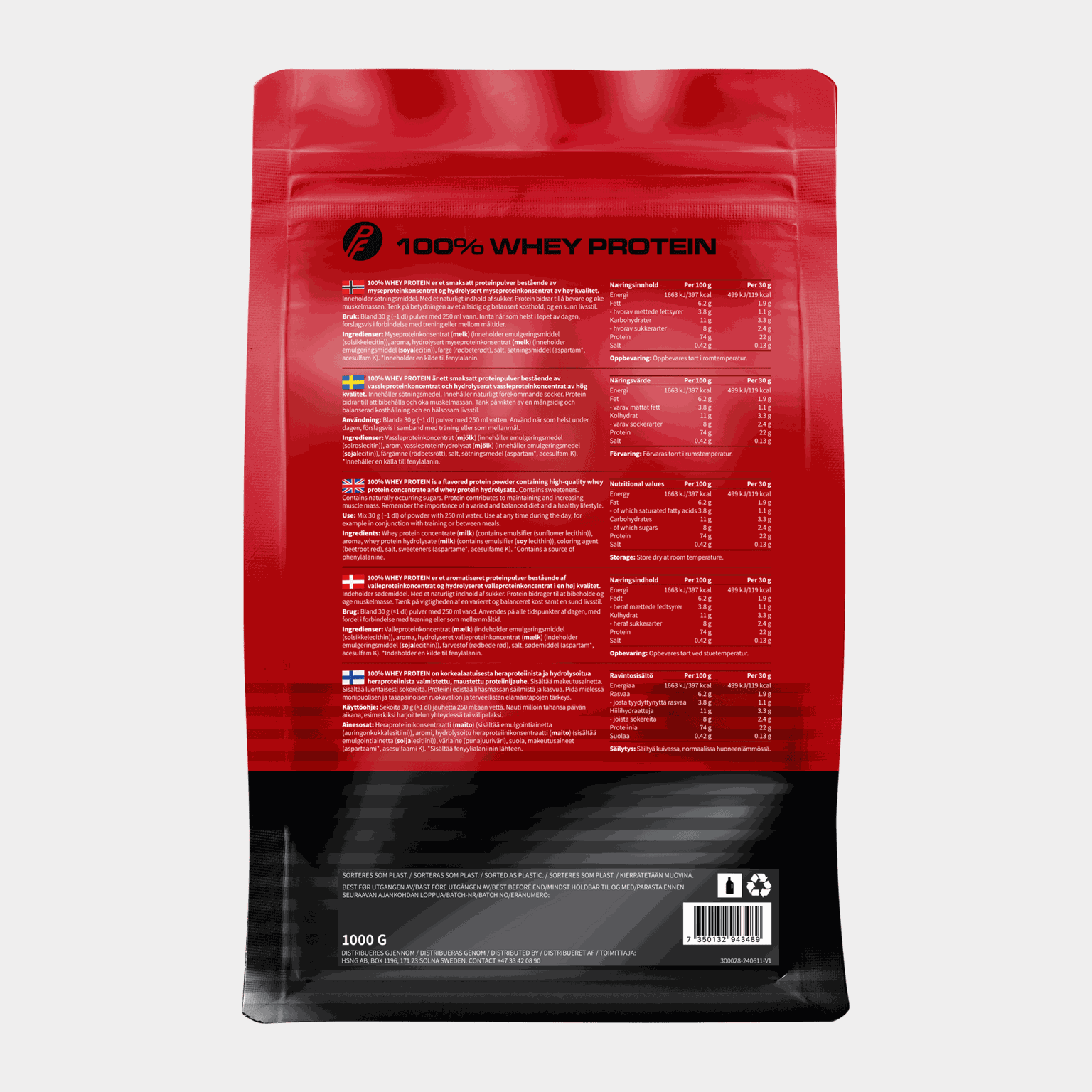 100 % Whey Protein 1 kg, proteinpulver -