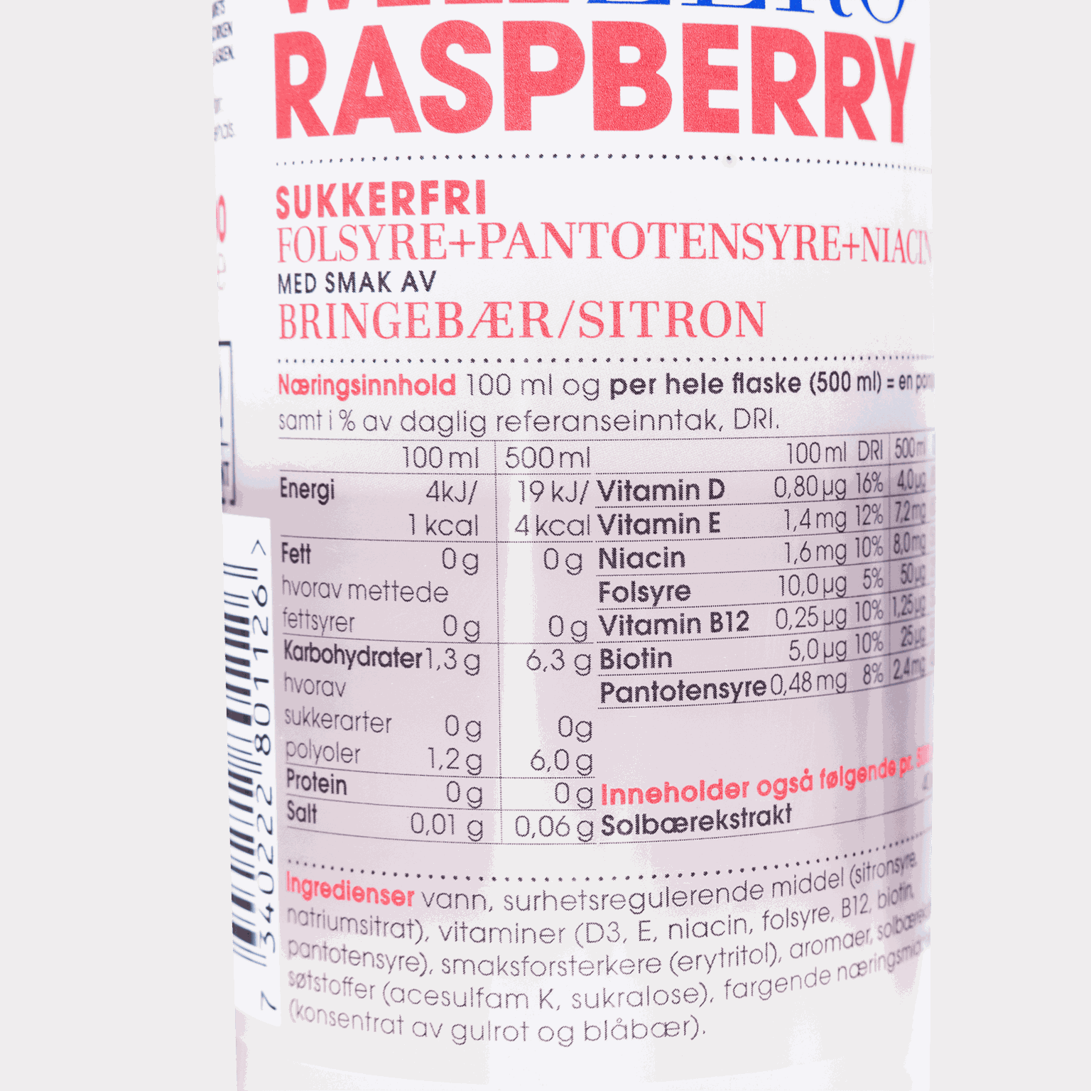 Vitamin Well Zero sportdrank met framboos -