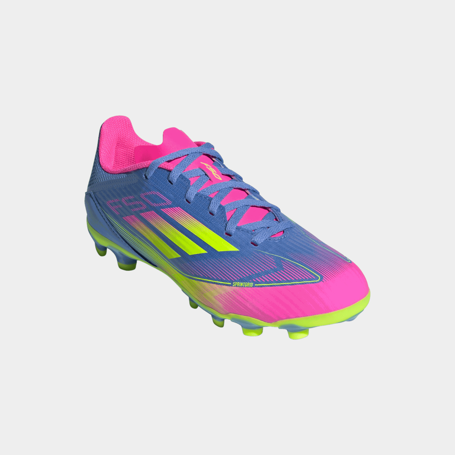 F50 League MG Q2 25 voetbalschoenen voor natuur- en kunstgras, juniormaat - blauw
