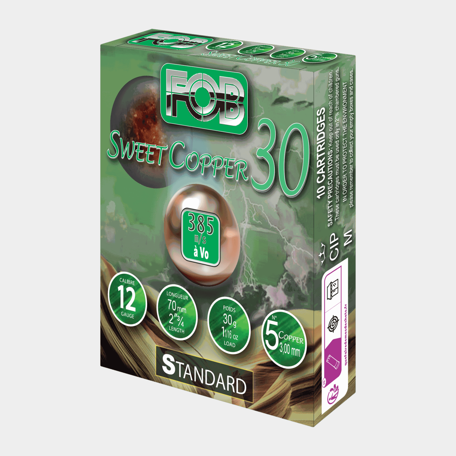 Munición para escopeta Sweet Copper 12-70-5 de 30 g (paquete de 10)