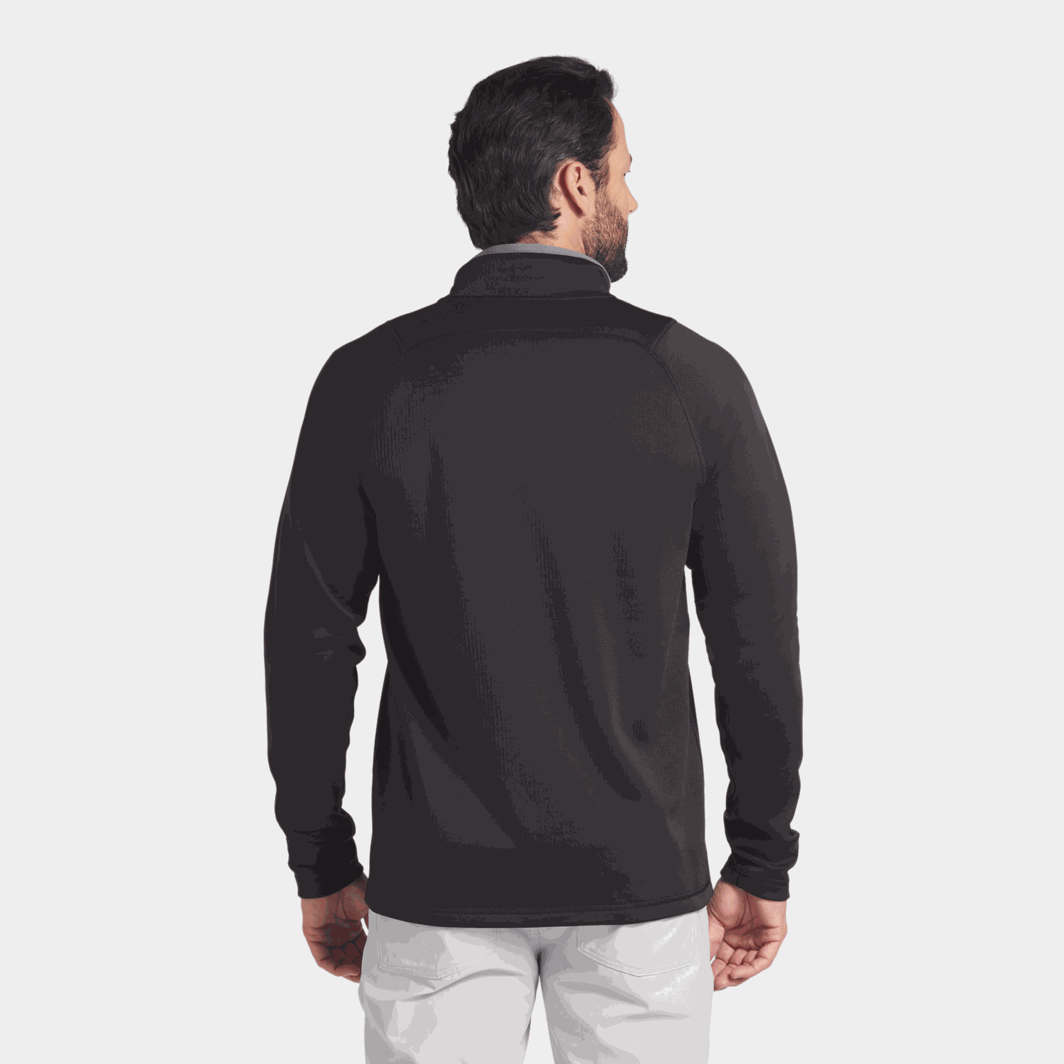 Męski sweter golfowy z zamkiem 1/4 długości, wykonany z polaru o fakturze wafla.