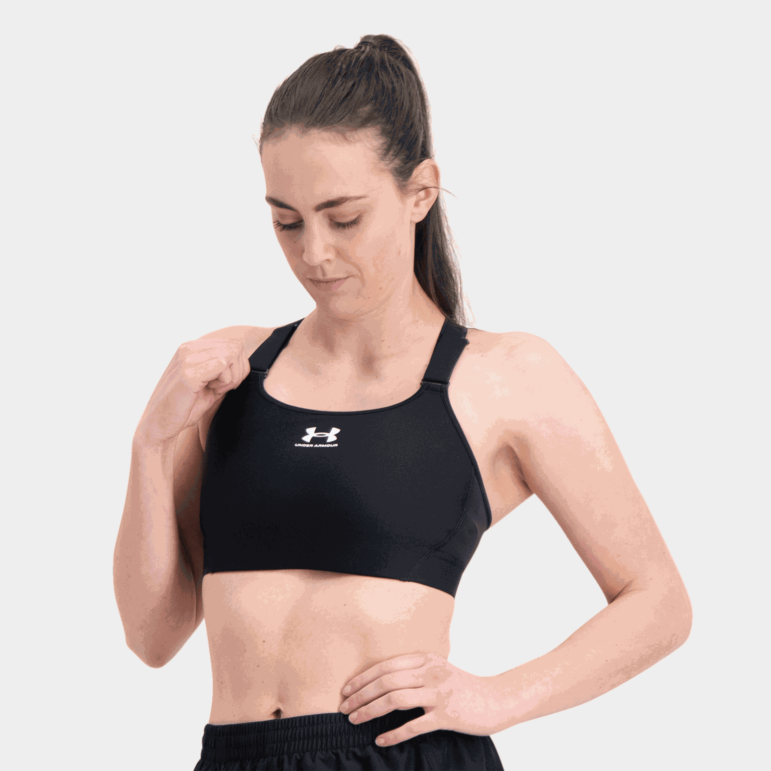 HeatGear High, sports-BH, dame - Svart
