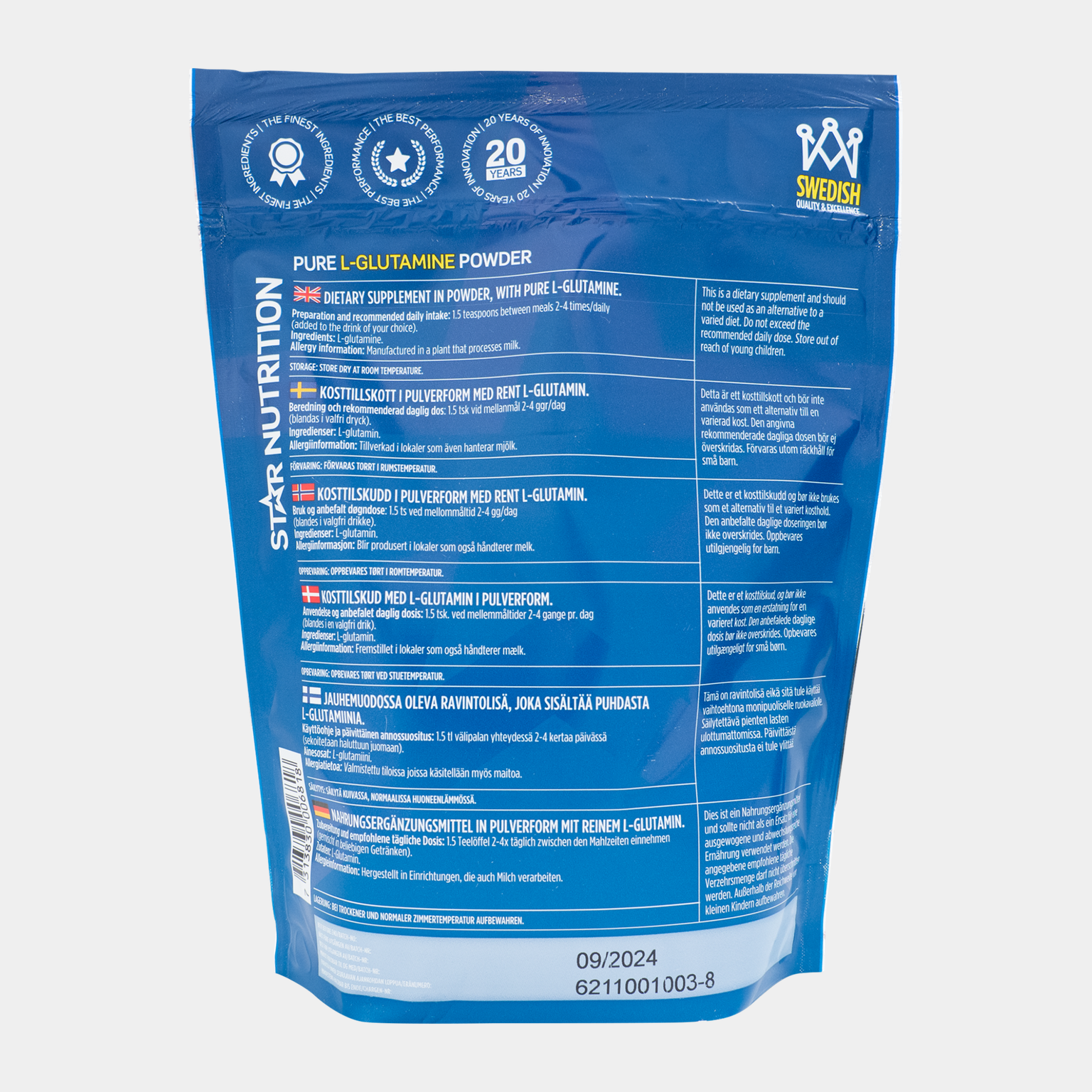 L-glutamin, 400 g, L-glutamin por -