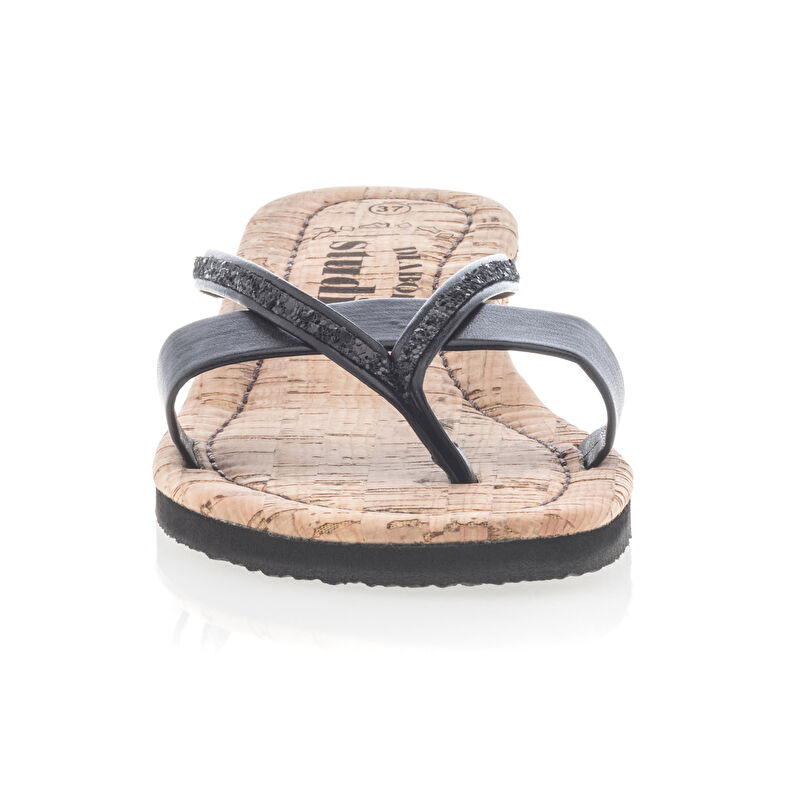 Női fekete flip-flop papucsok / tanga szandálok
