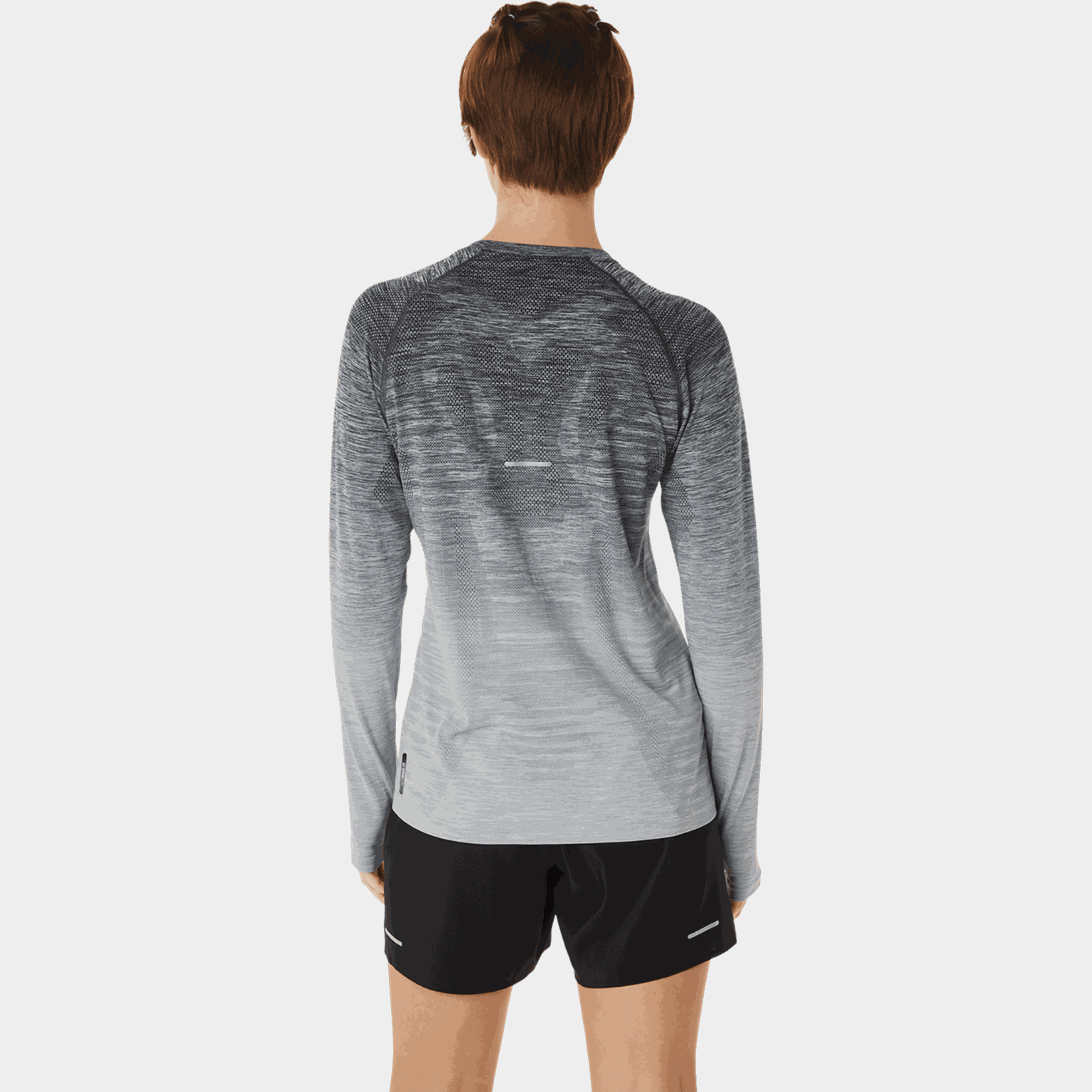  T-shirt da allenamento da donna a maniche lunghe senza cuciture – grigia