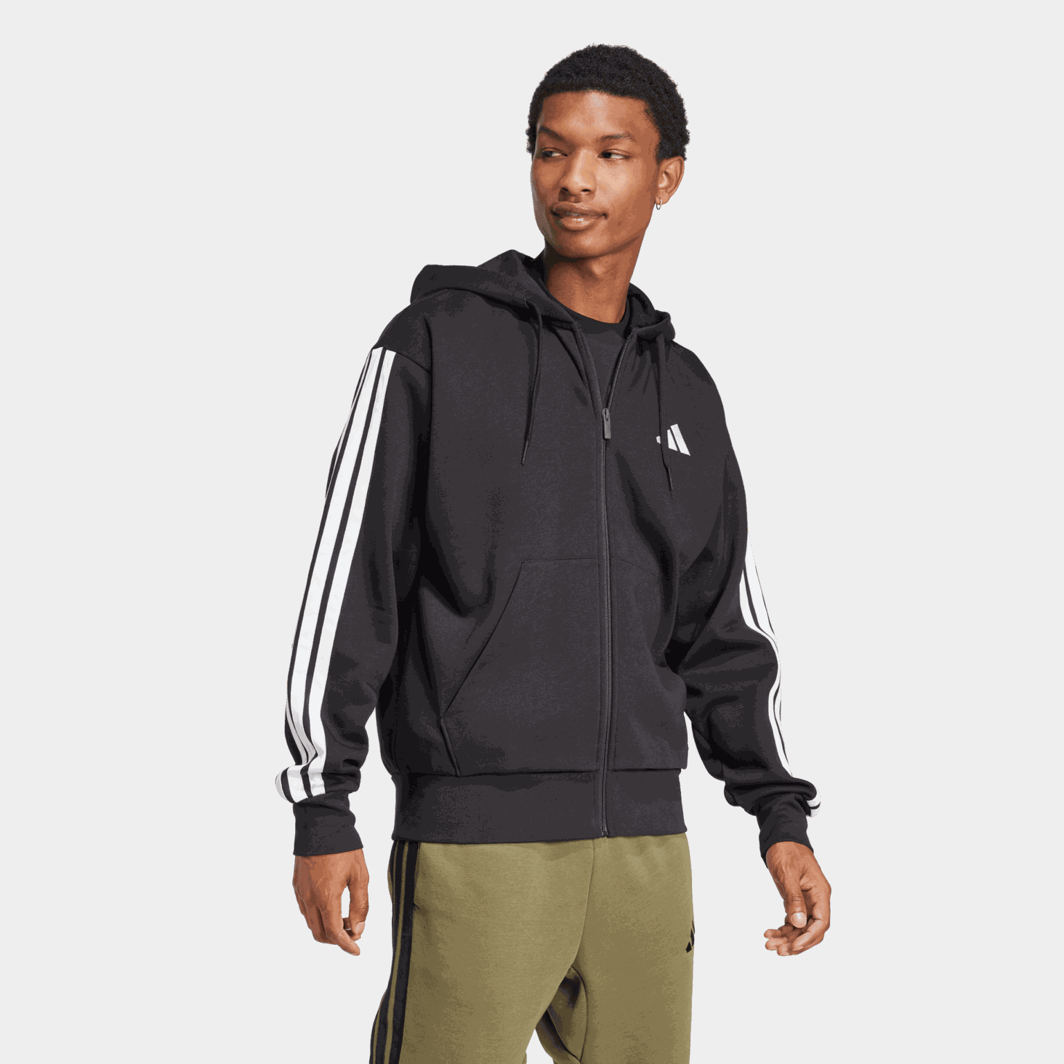  Veste polaire Essential à 3 bandes avec fermeture éclair intégrale et capuche, pour homme
