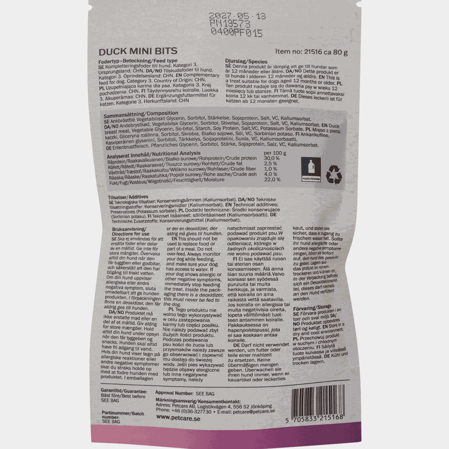  Mini Bits Duck 80g, przysmaki dla psów -