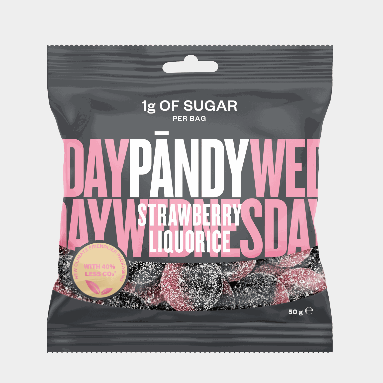  Cukierki Pandy 50g (truskawka/lukrecja), owocowa guma do żucia -