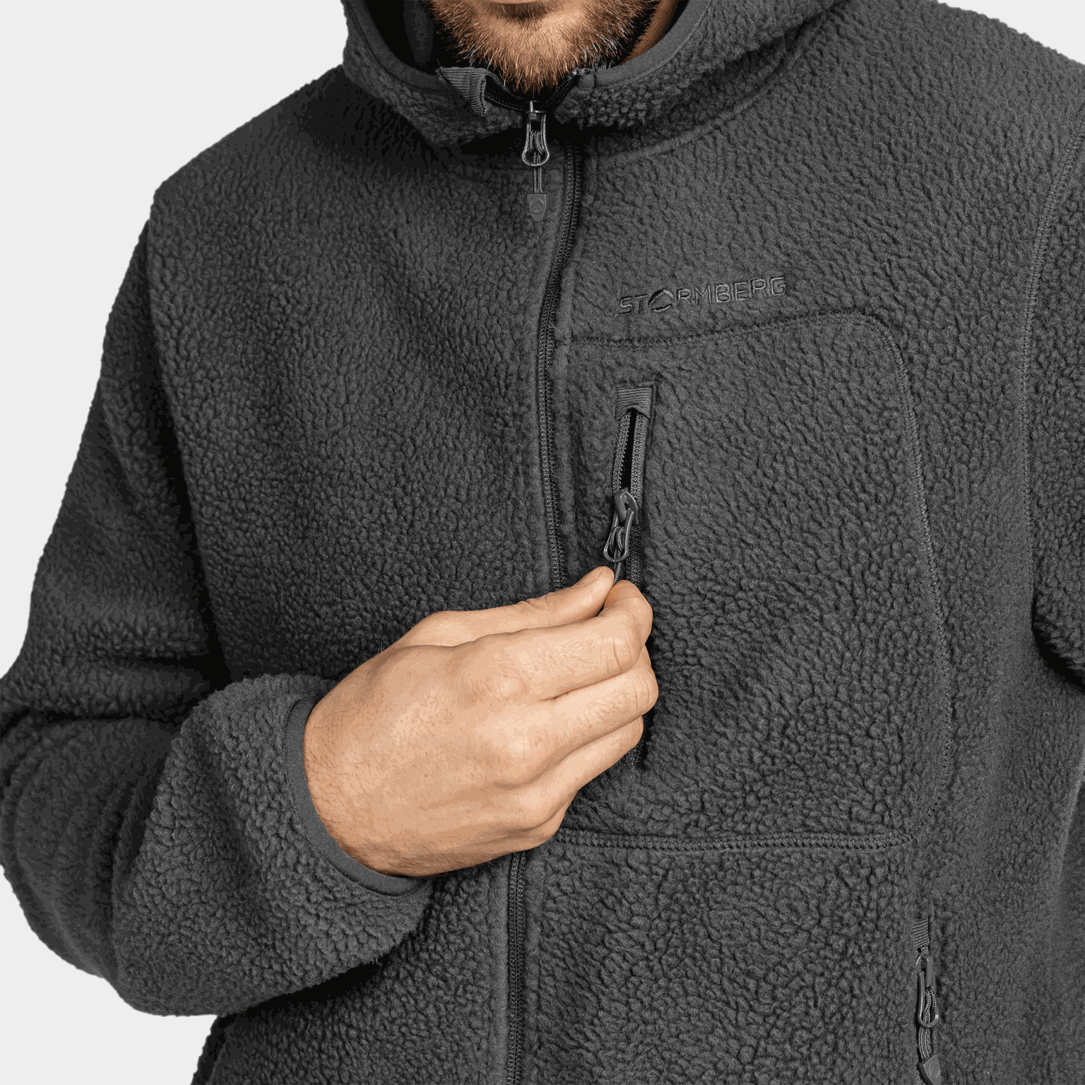  Jaqueta de lã Kiberg Sherpa, colete polar - cinza