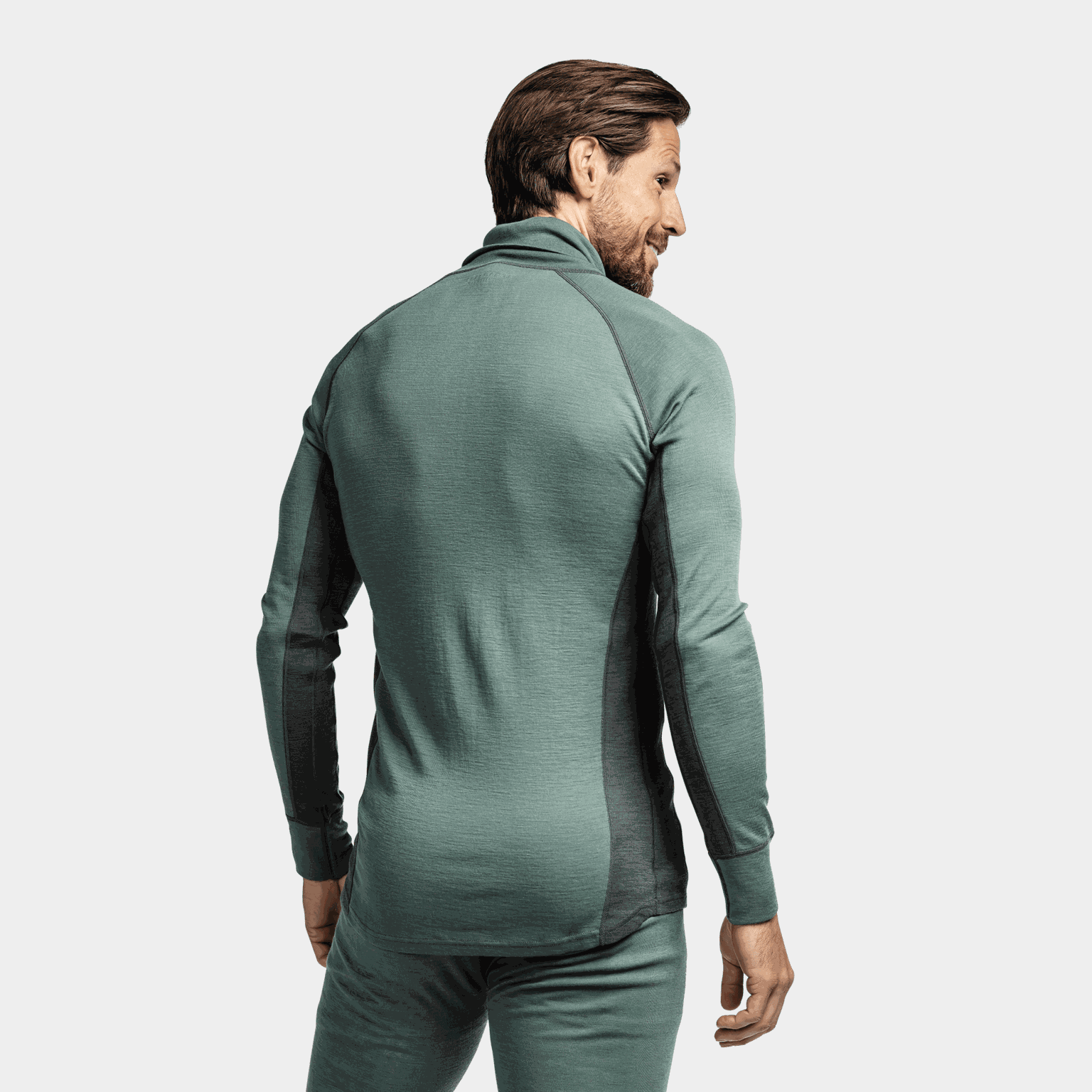  Polo Laajias in lana merino con zip, camicia da uomo in lana – Verde