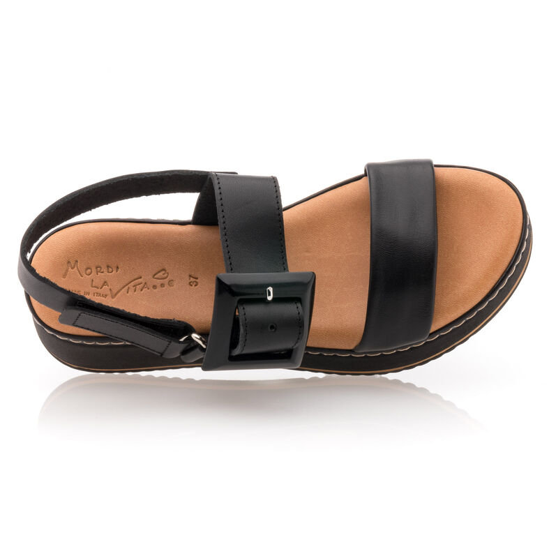Svarte sandaler / sko med åpen tå til dame