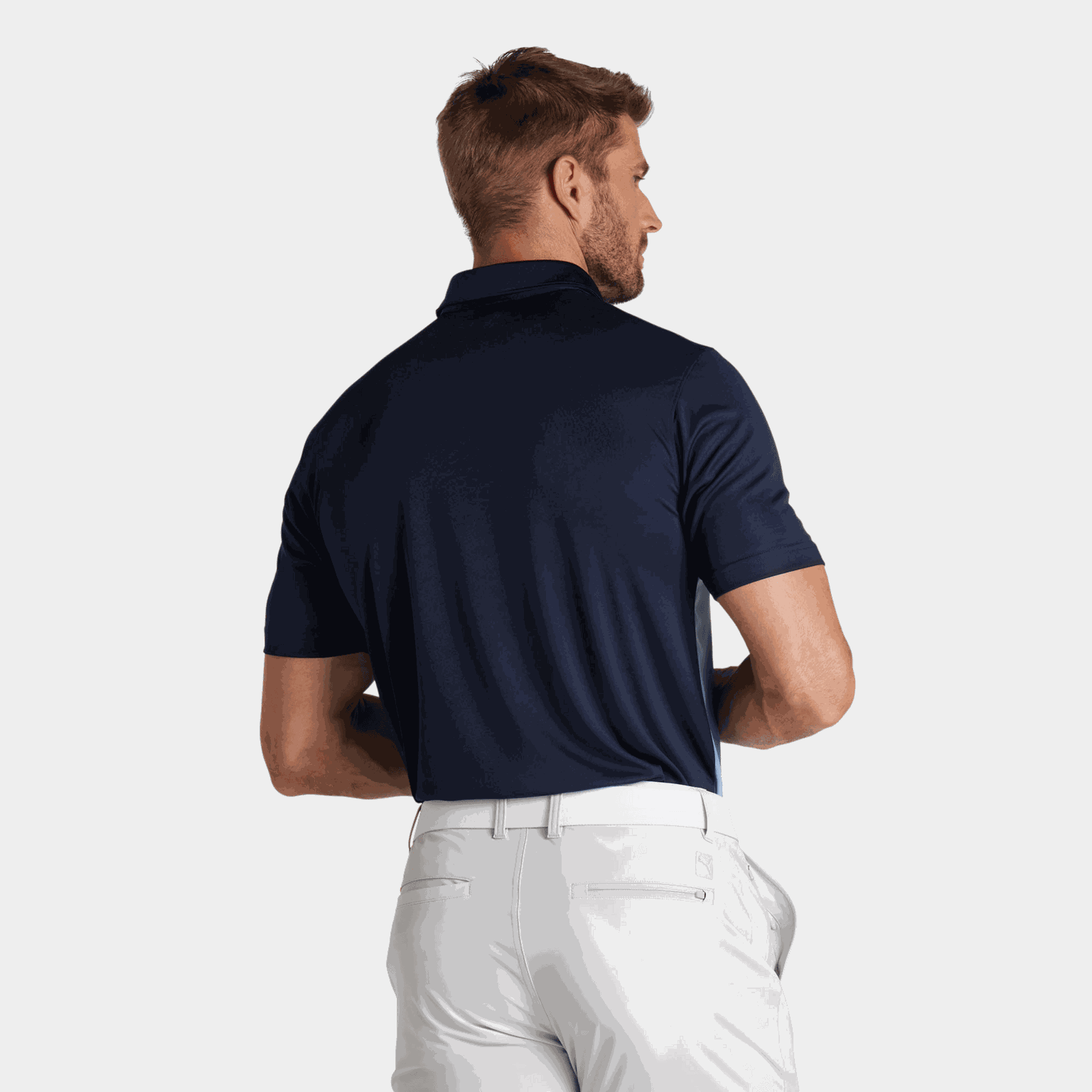  Heren golfpoloshirt, effen kleurblokprint, donkerblauw