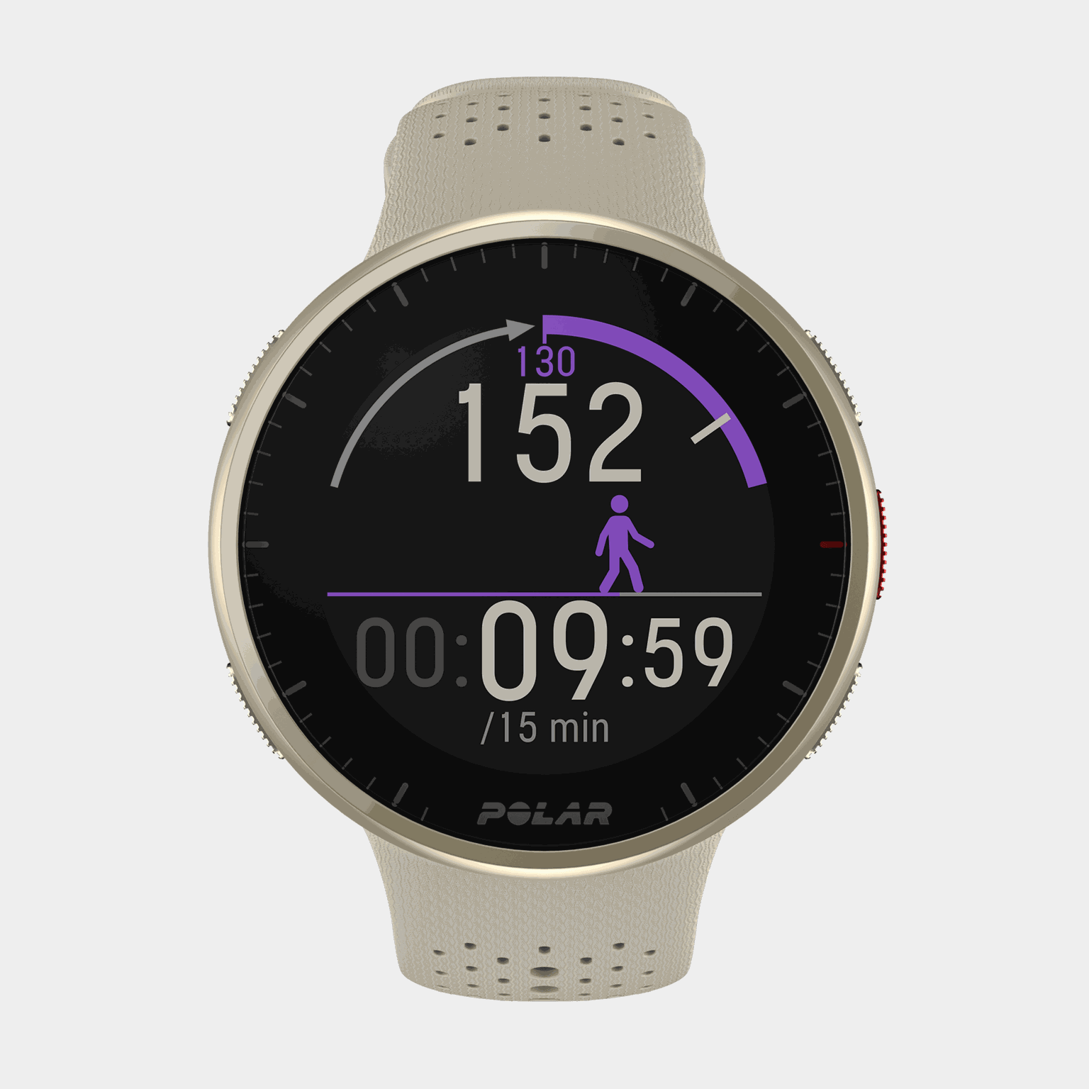 Polar Pacer Pro Champ/Gold S-L, multisportklokke, løpeklokke, pulsklokke, unisex - Hvit