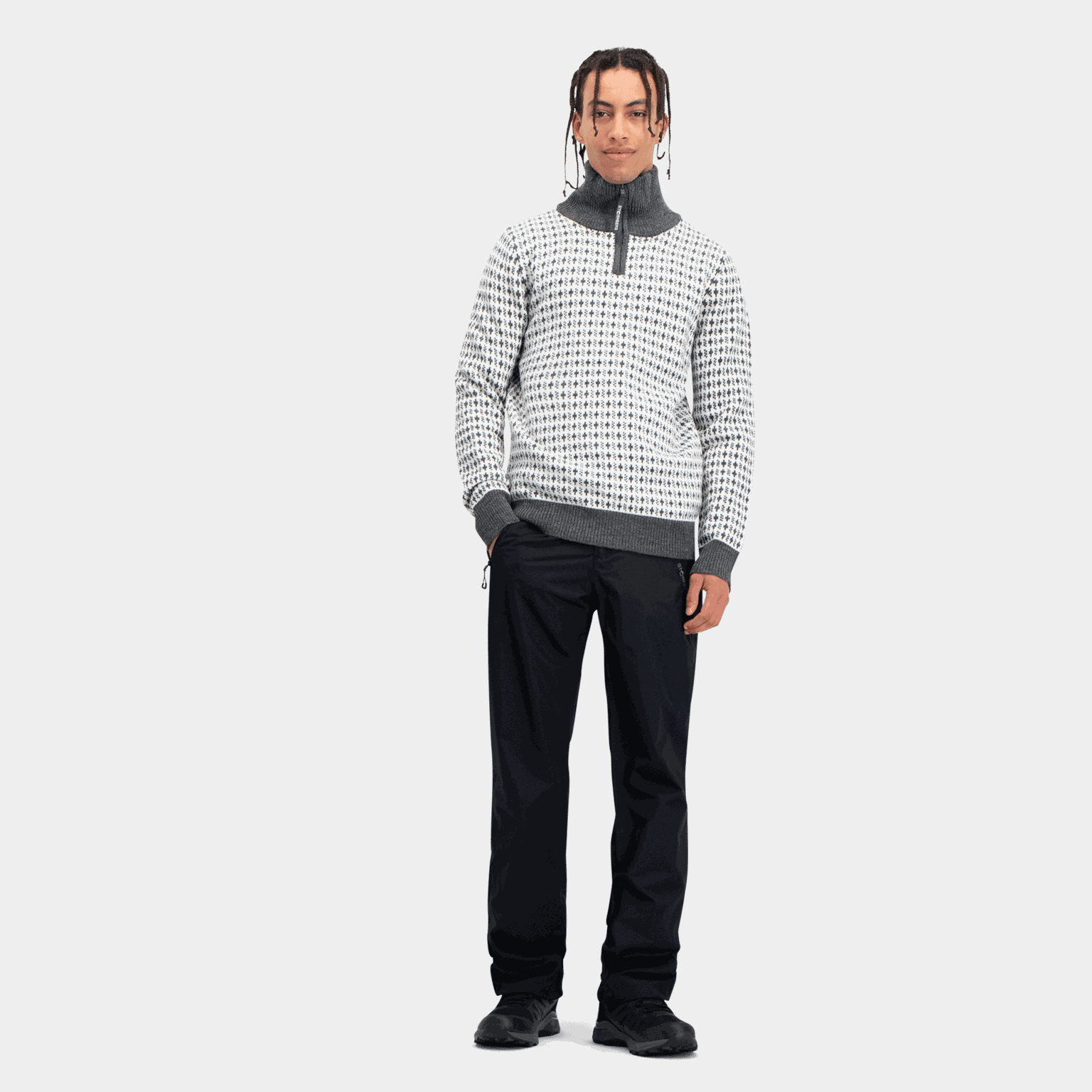 Nordishavet Wool Zip Sweater, ullgenser, herre - Hvit