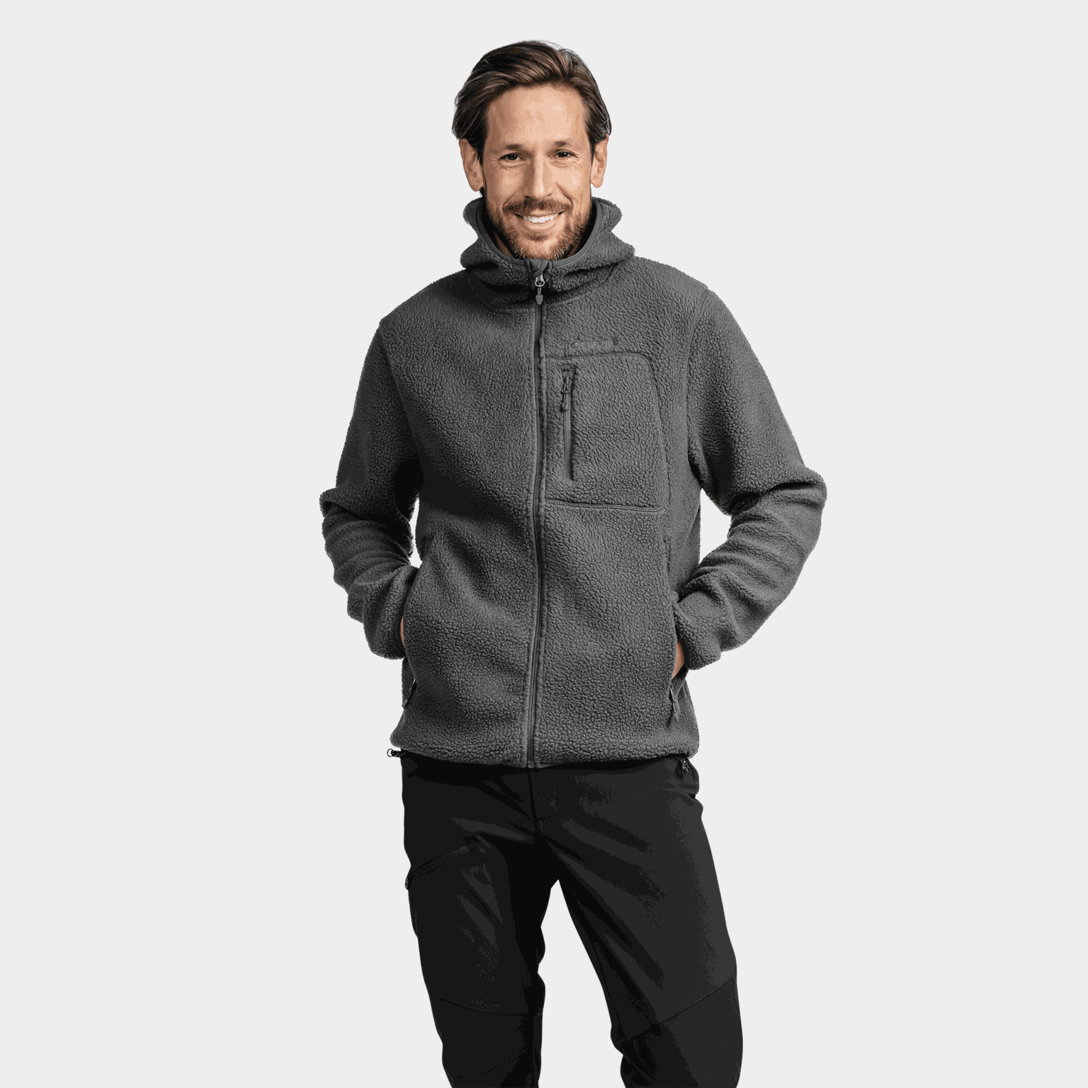  Jaqueta de lã Kiberg Sherpa, colete polar - cinza