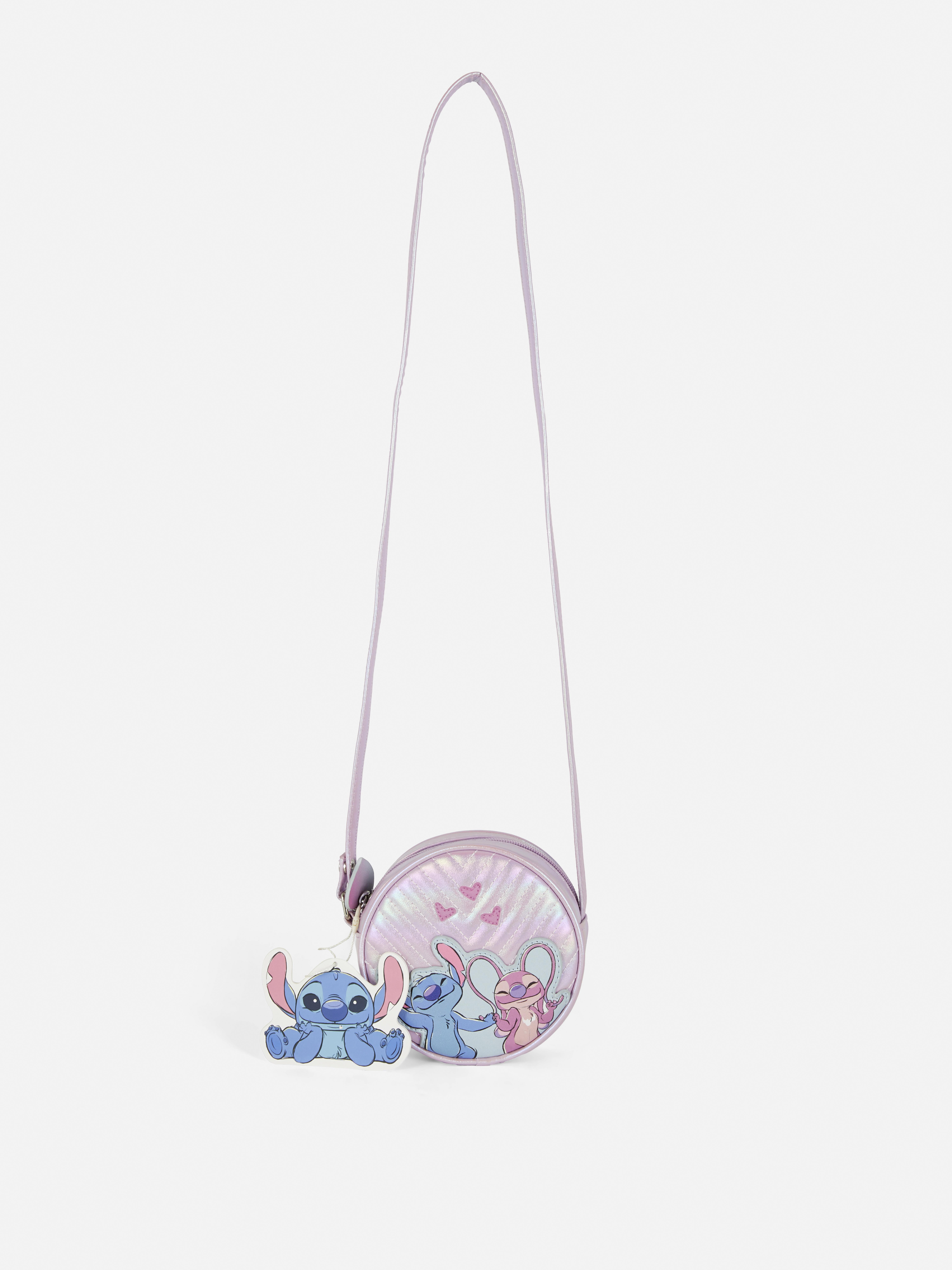 Geanta de umăr Disney Stitch O geantă de umăr rotundă cu drăgălașii Stitch și Îngerașul pe față