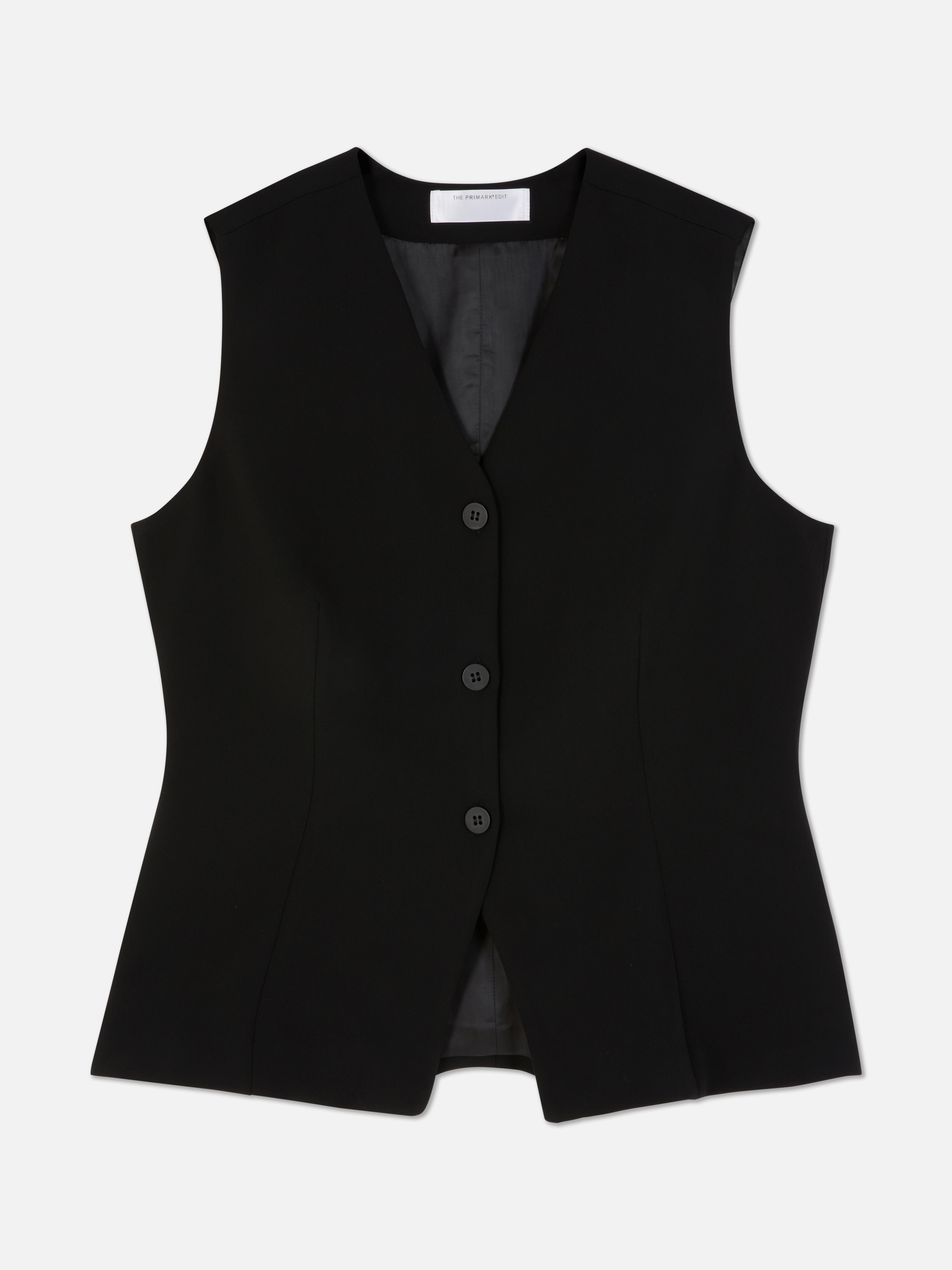 Vesta Edit O vestă elegantă cu decolteu în V și închidere cu nasturi în față