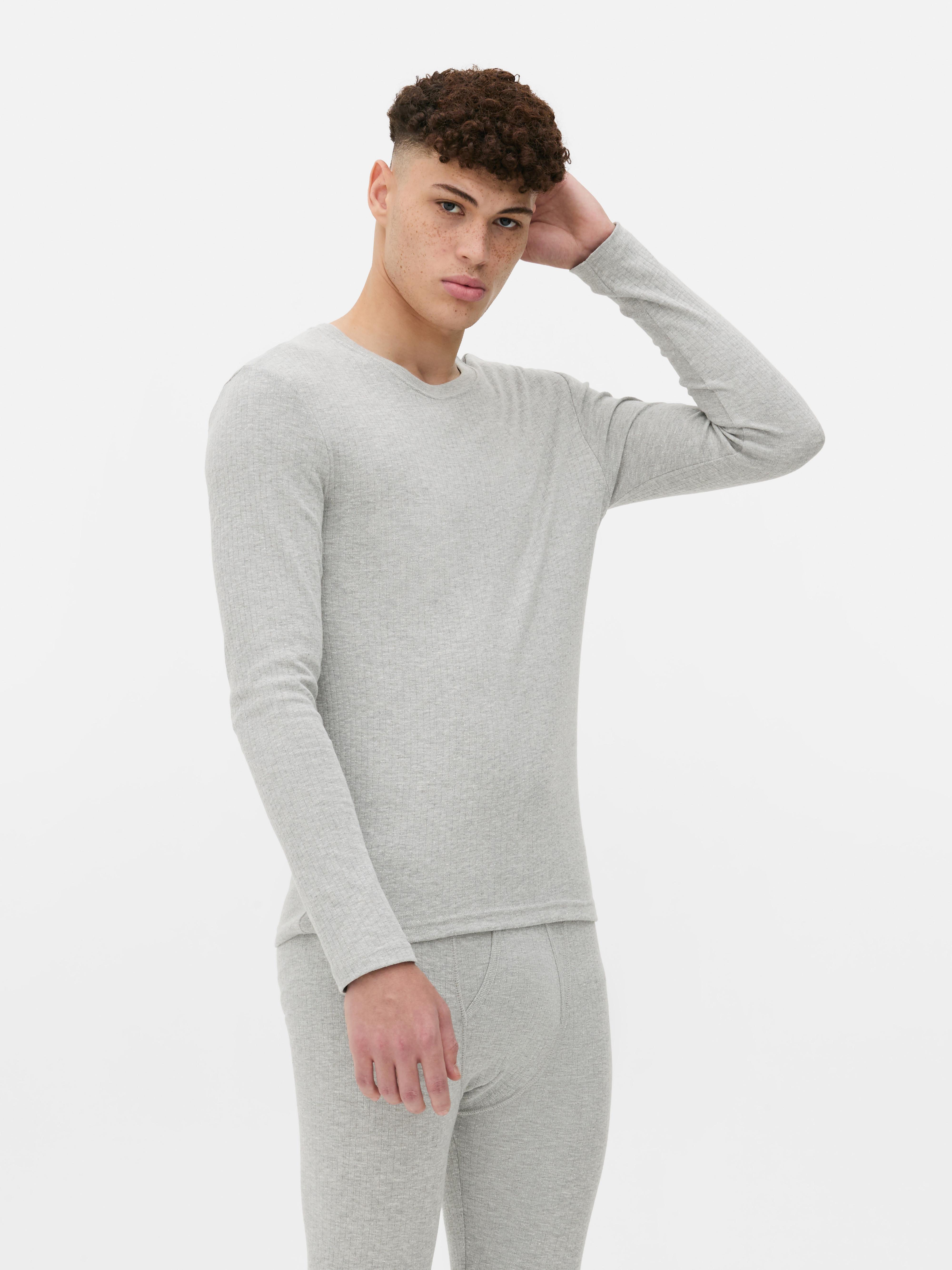 Gebürstetes, langärmeliges Thermoshirt mit Rundhalsausschnitt, langen Ärmeln und angerauter Oberfläche