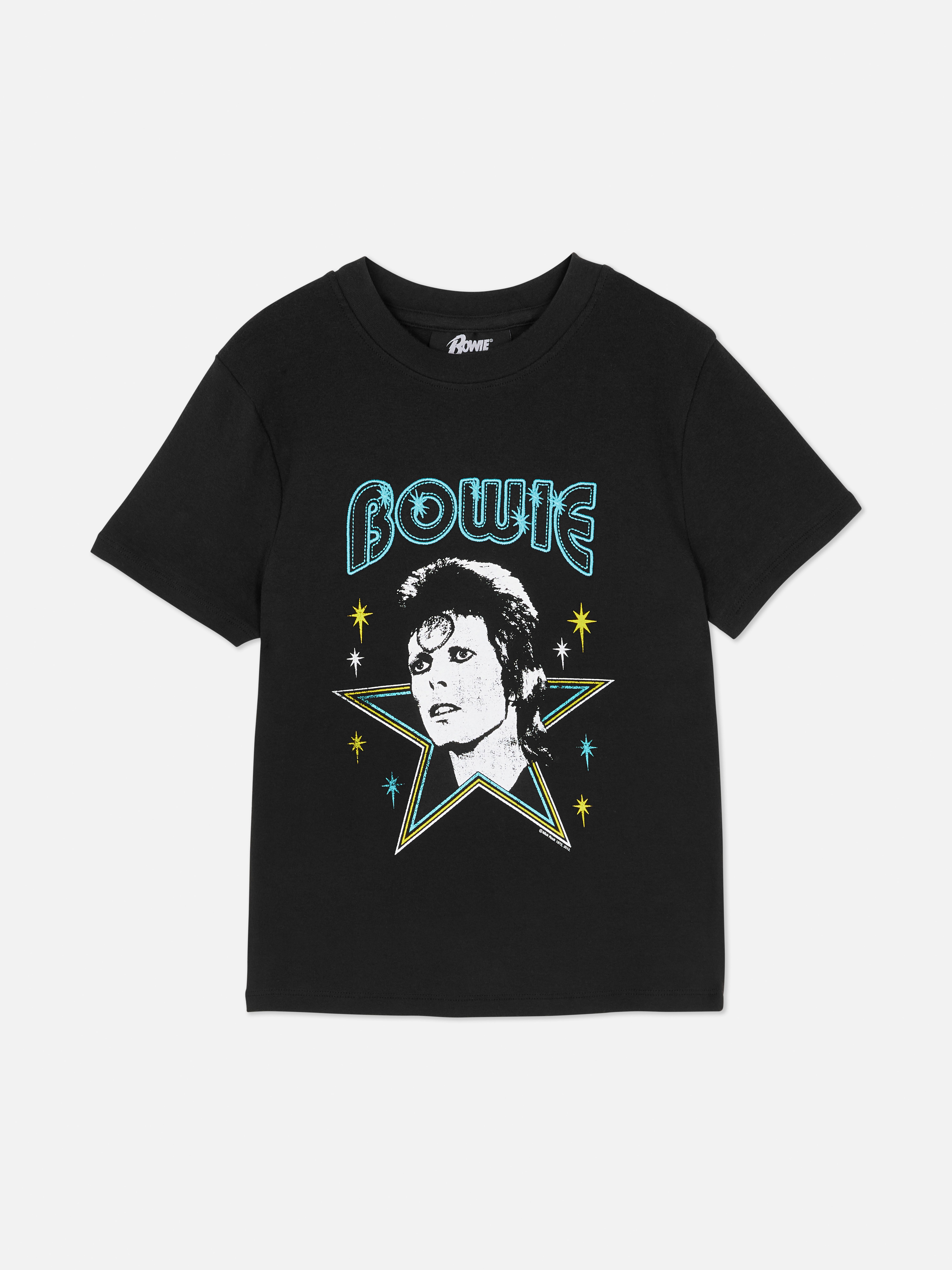David Bowie Kurzarm-T-Shirt Ein Kurzarm-T-Shirt mit David Bowie-Motiv und Rundhalsausschnitt