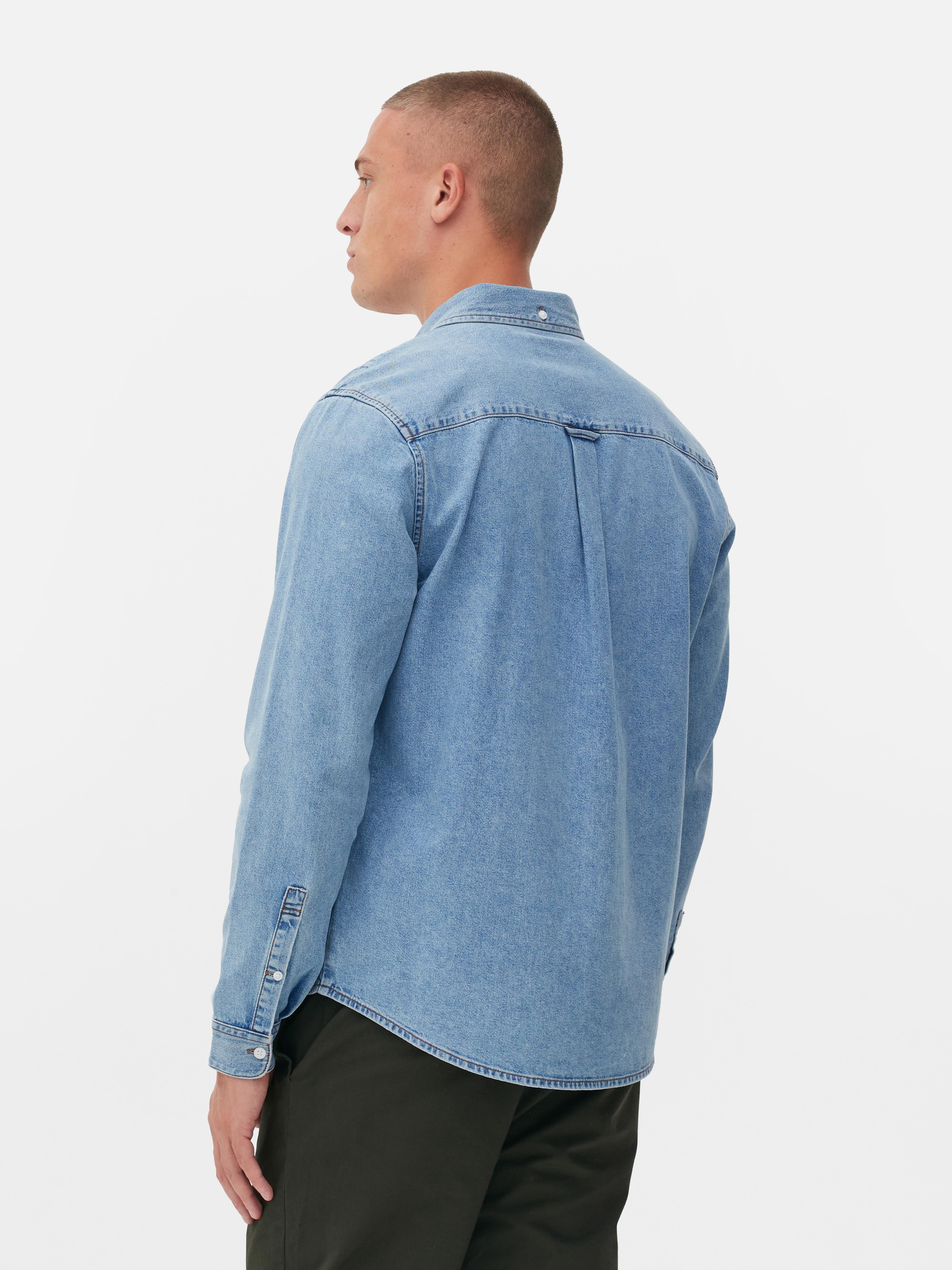 Cămașă cu mânecă lungă din bumbac twill Cămașă casual din bumbac twill cu mânecă lungă și închidere cu nasturi