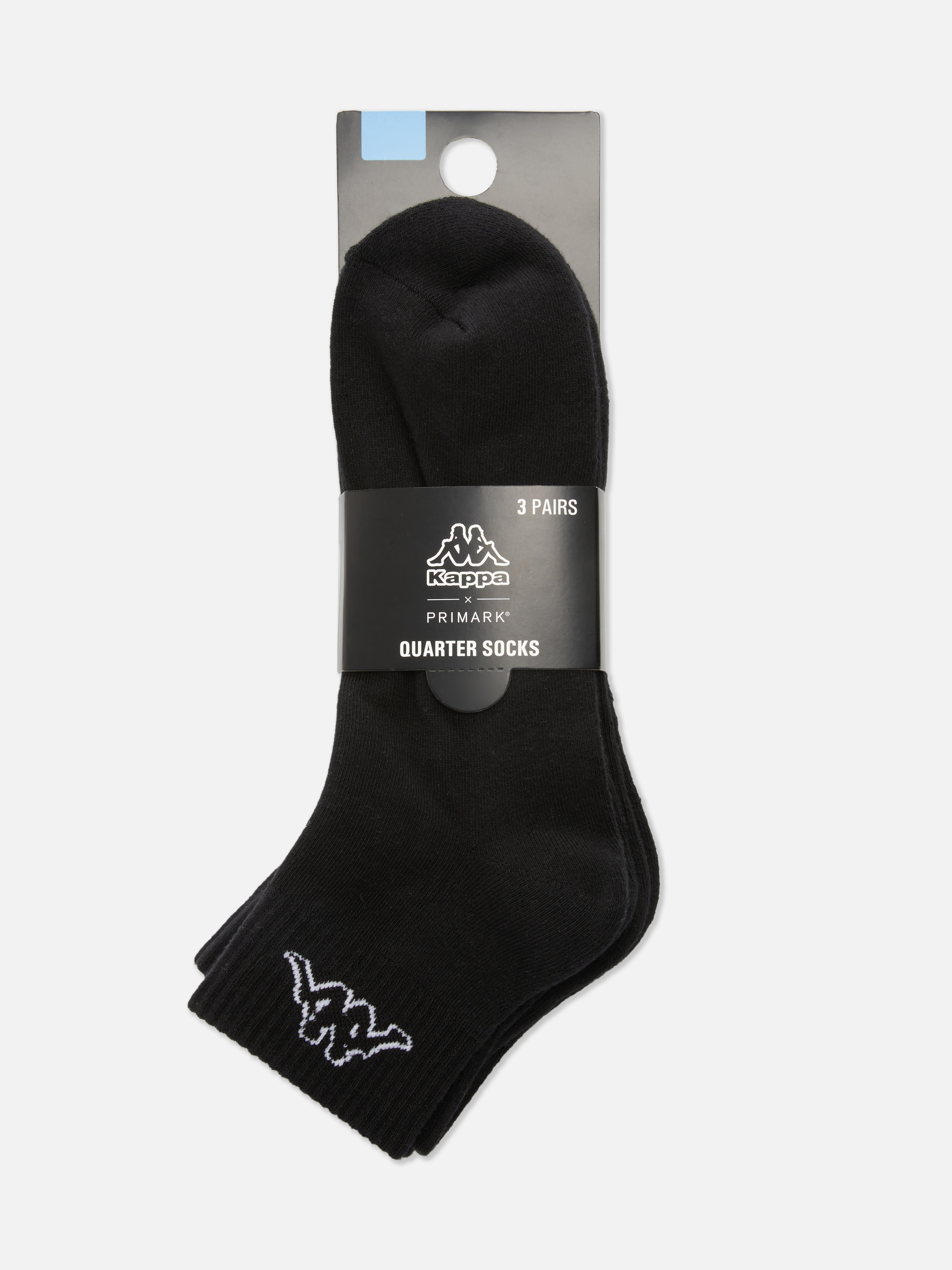 Șosete scurte Kappa x Primark, 3 perechi Trei perechi de șosete trei sferturi cu manșete striate și logo-ul Kappa