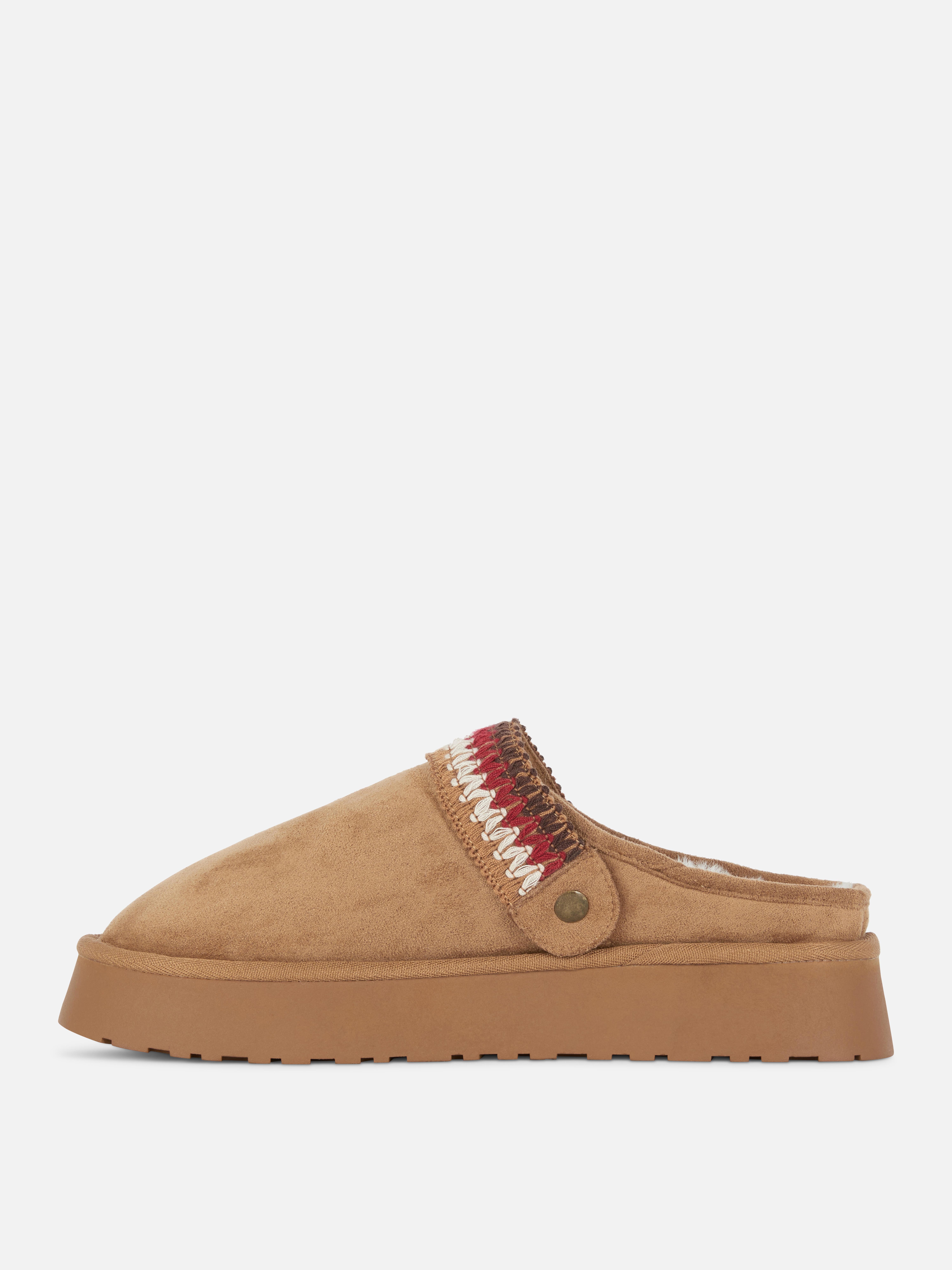 Gefütterte Clogs Clogs mit Fersenriemen, flauschigem Futter und dicken Sohlen