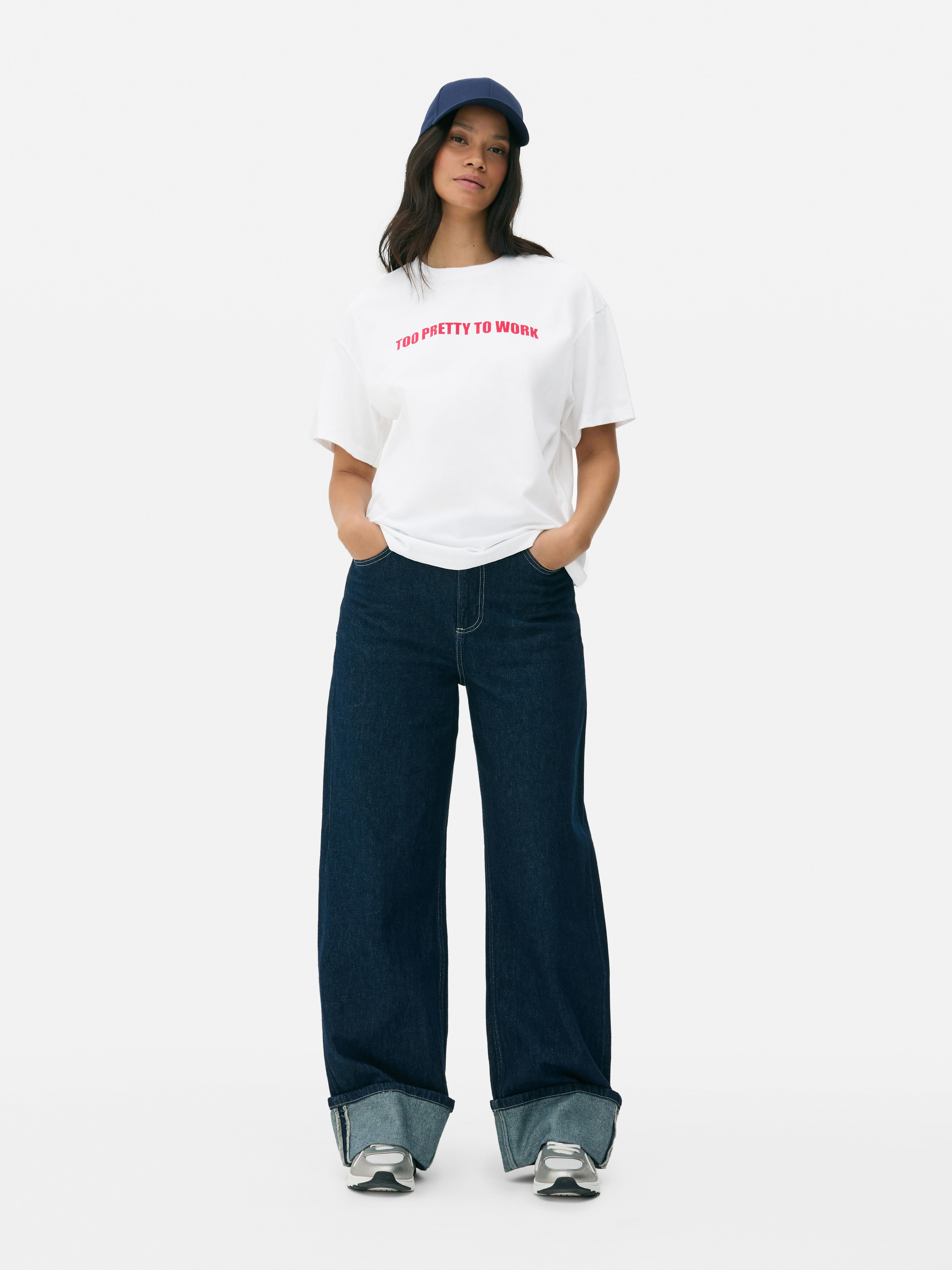 Tricou imprimat supradimensionat, tricou cu guler rotund, croială pătrată supradimensionată și motive imprimate