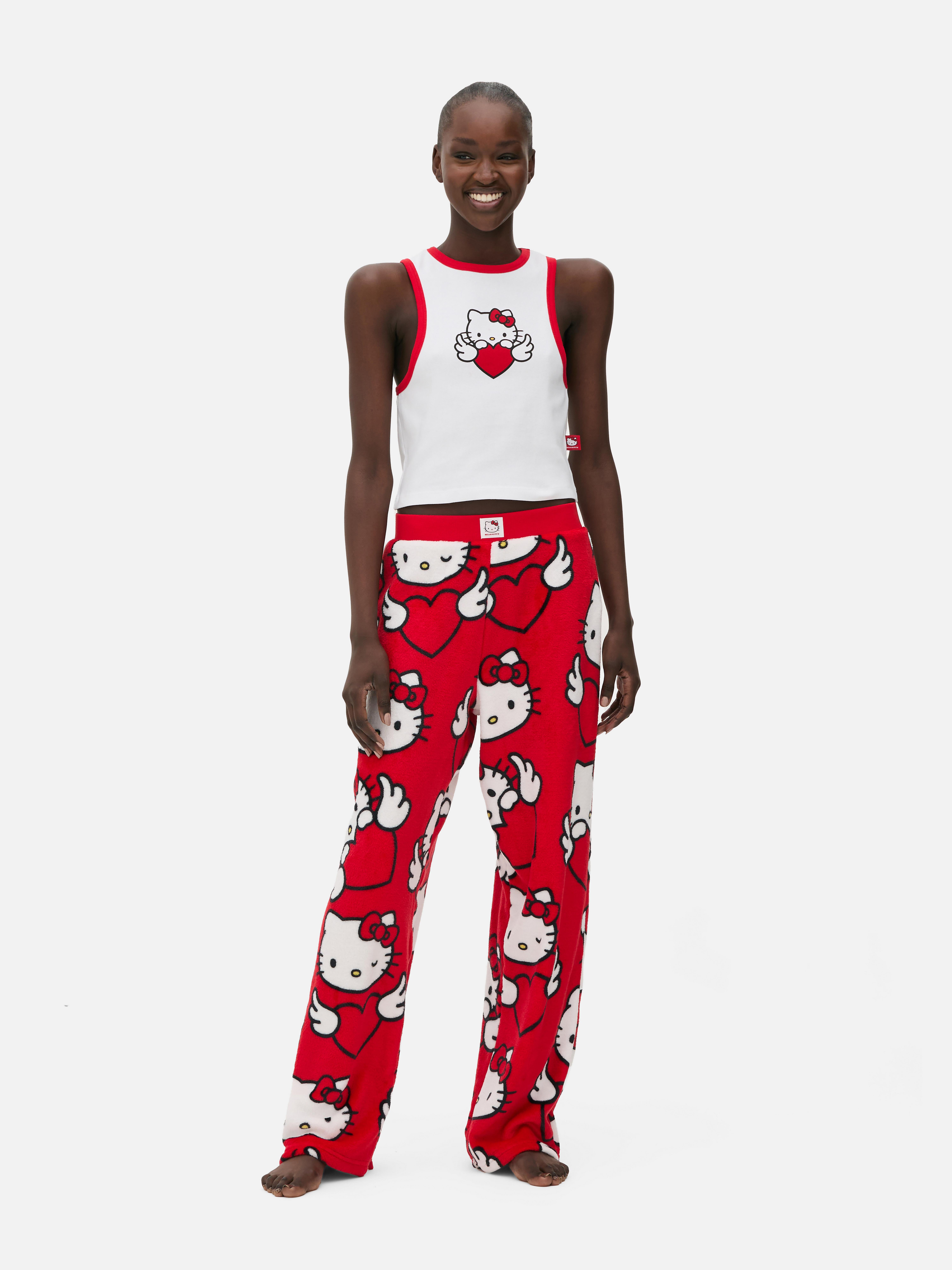 Pantaloni de pijama din fleece Hello Kitty Pantaloni de pijama din fleece cu design Hello Kitty