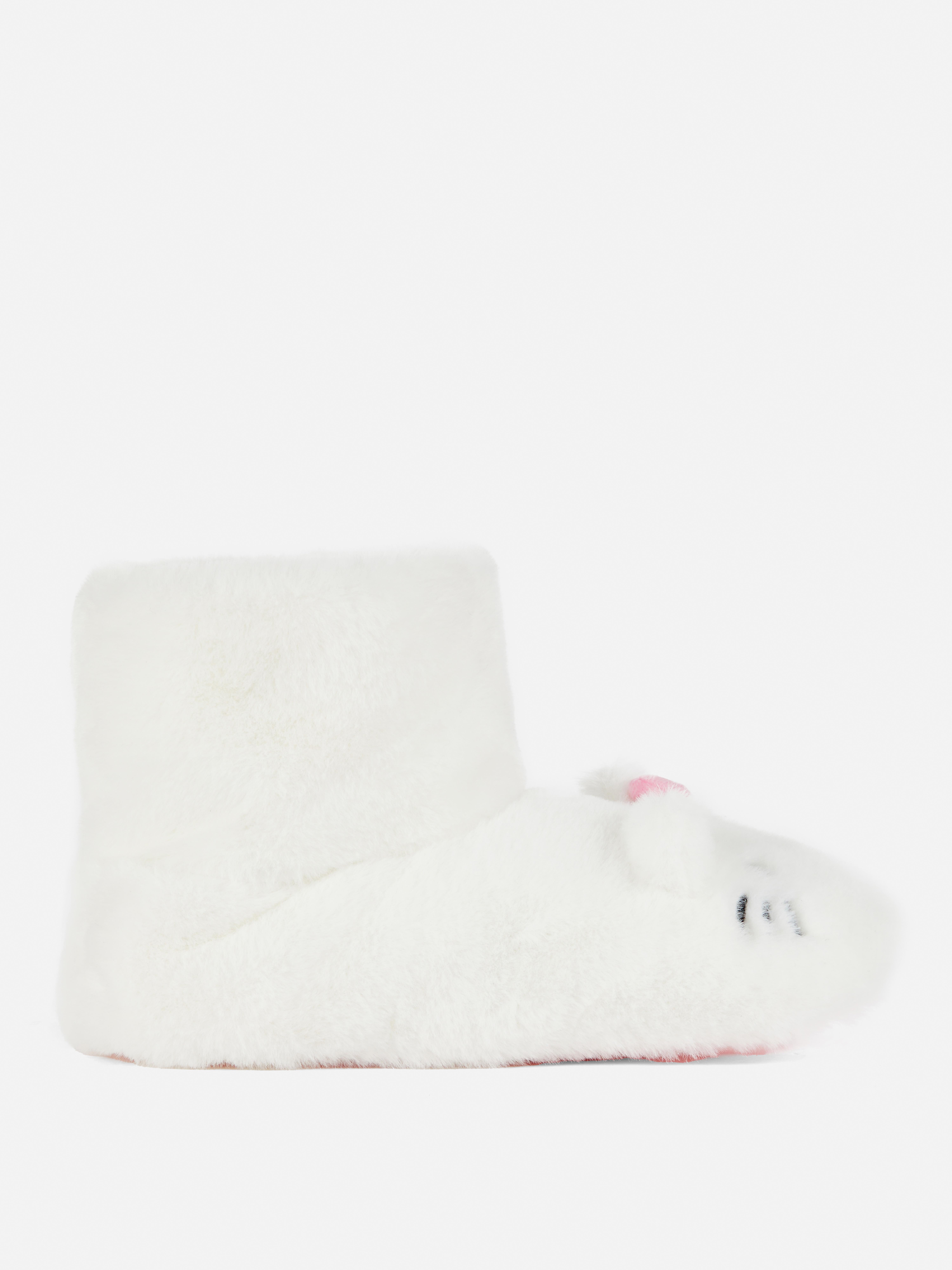 Papuci de pluș Hello Kitty Acești papuci moi, confortabili și incredibil de drăguți au fost transformați în modelul Hello Kitty, care vă va face zilele de relaxare și mai plăcute!