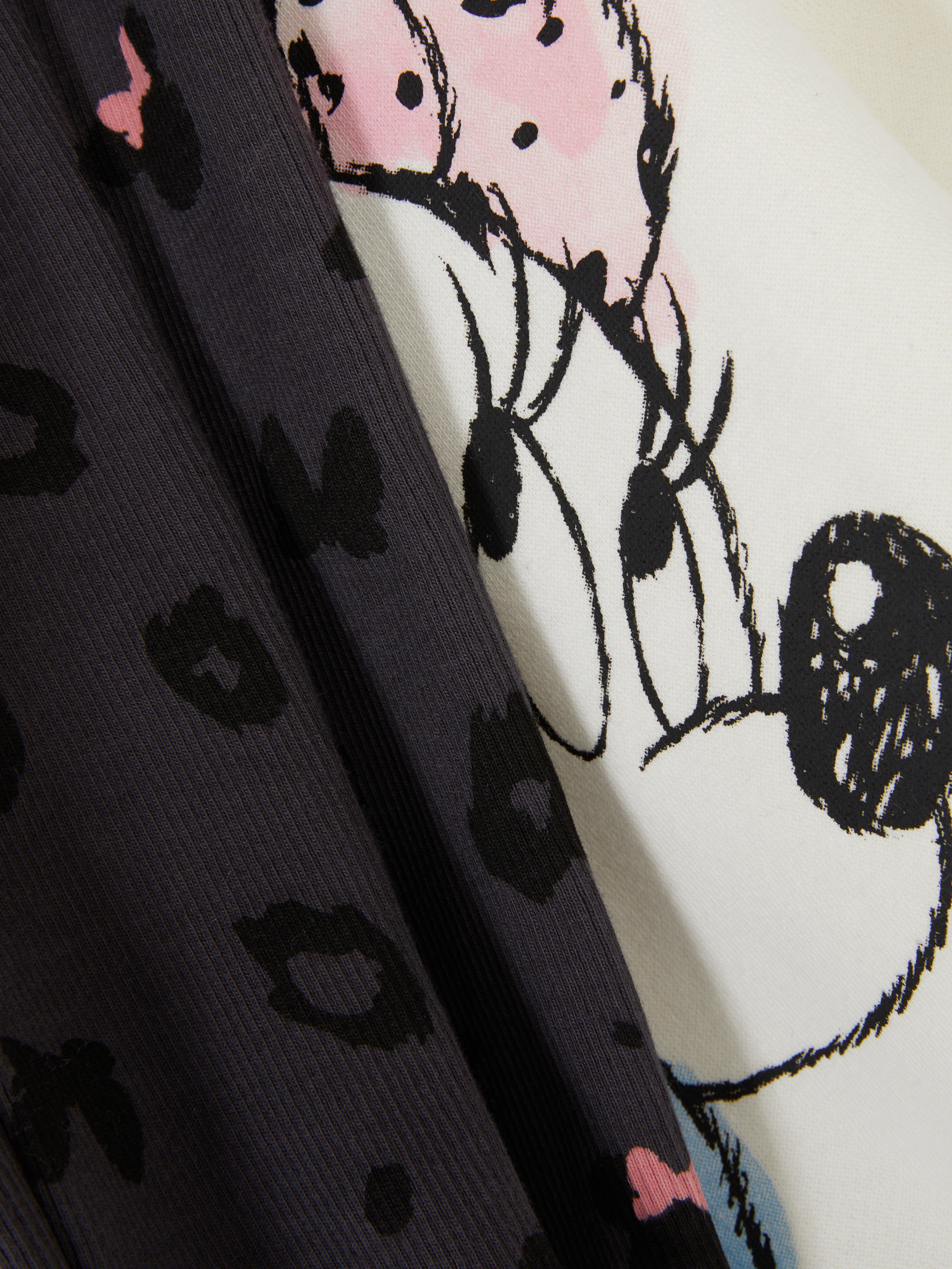 Completo felpa e leggings di Minnie Mouse della Disney. Felpa e leggings stampati con l'immagine di Minnie Mouse della Disney.