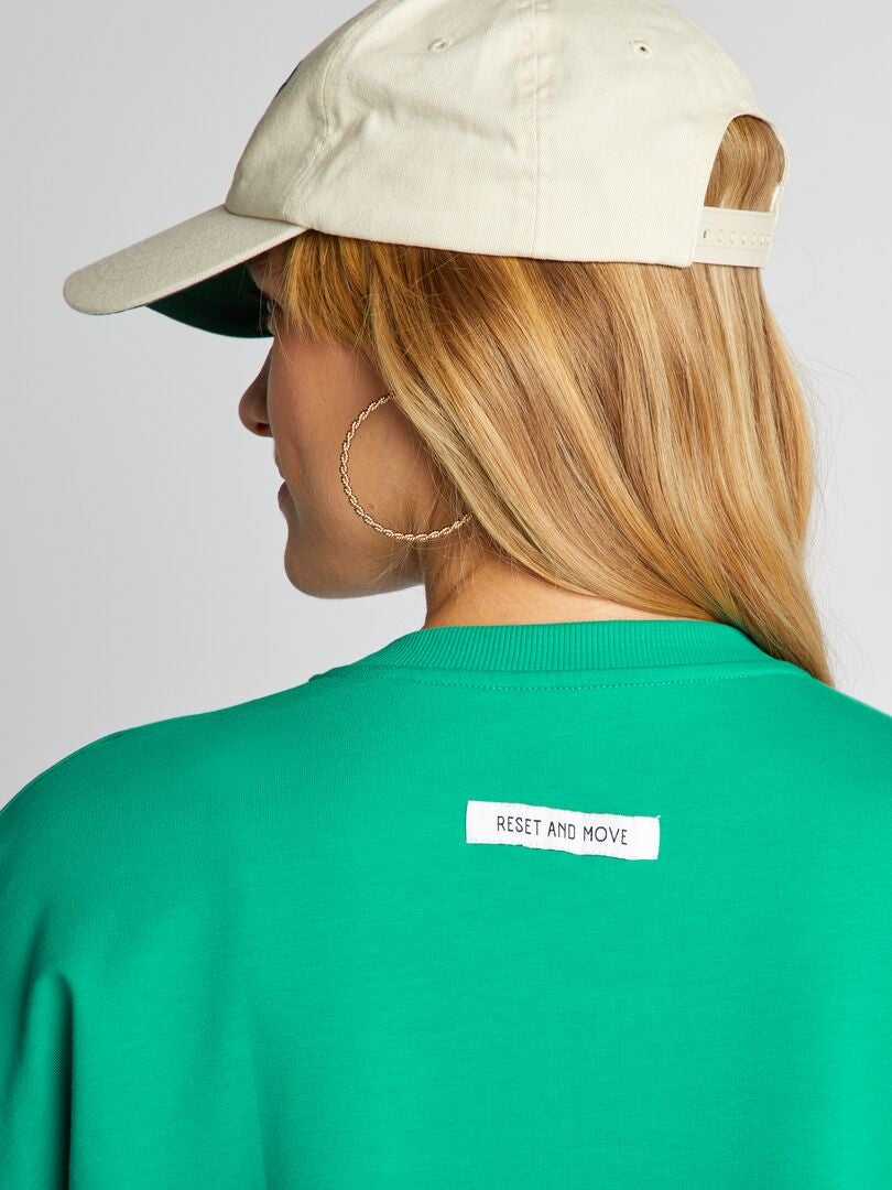 T-shirt met ronde hals van katoen - GROEN