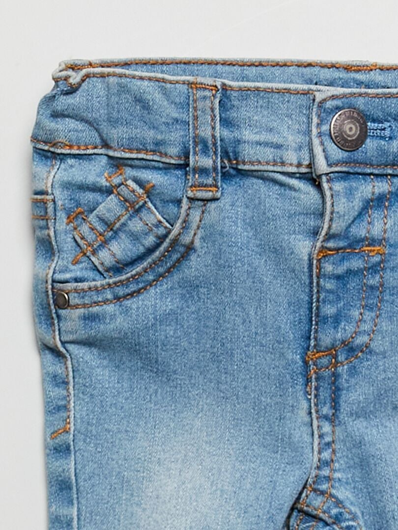 Calça jeans slim fit com elastano e cintura ajustável - AZUL
