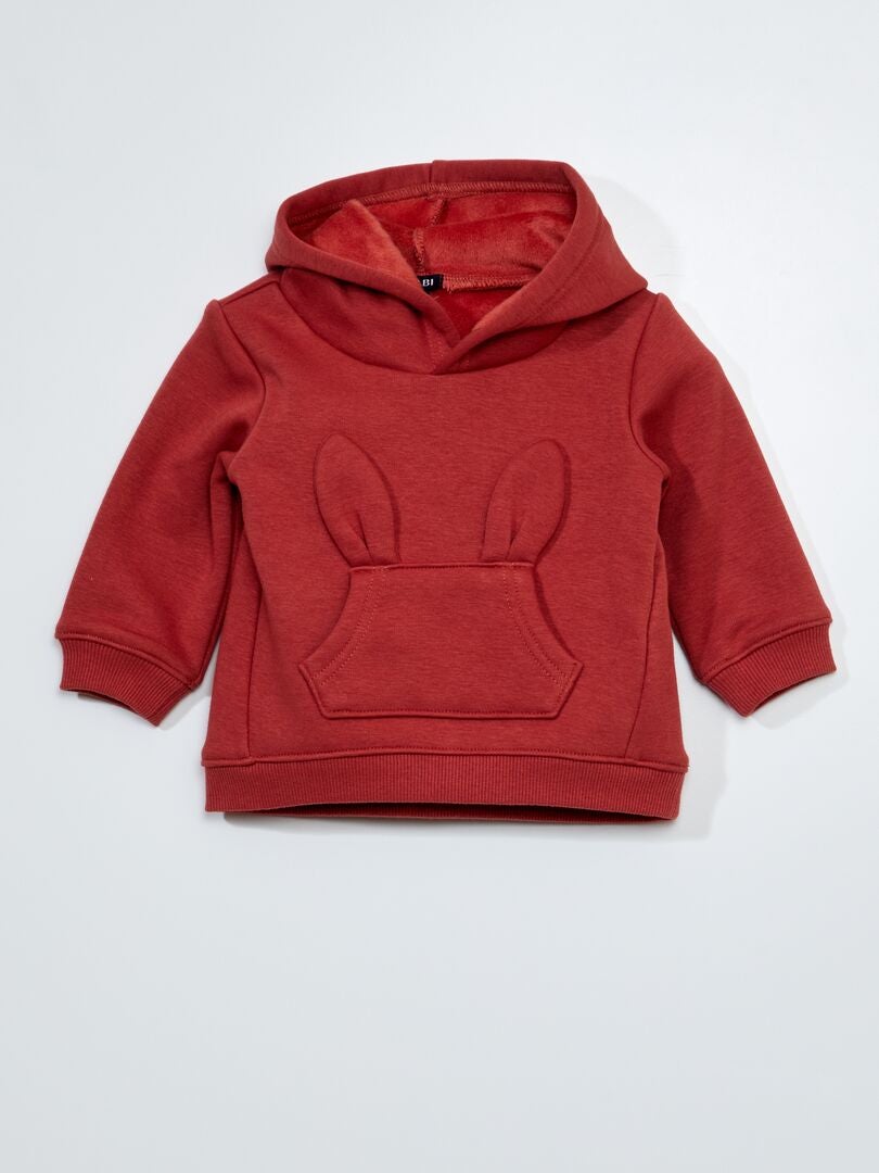 Fleecetrui met bedrukte zak - Altijd warmer - ROOD