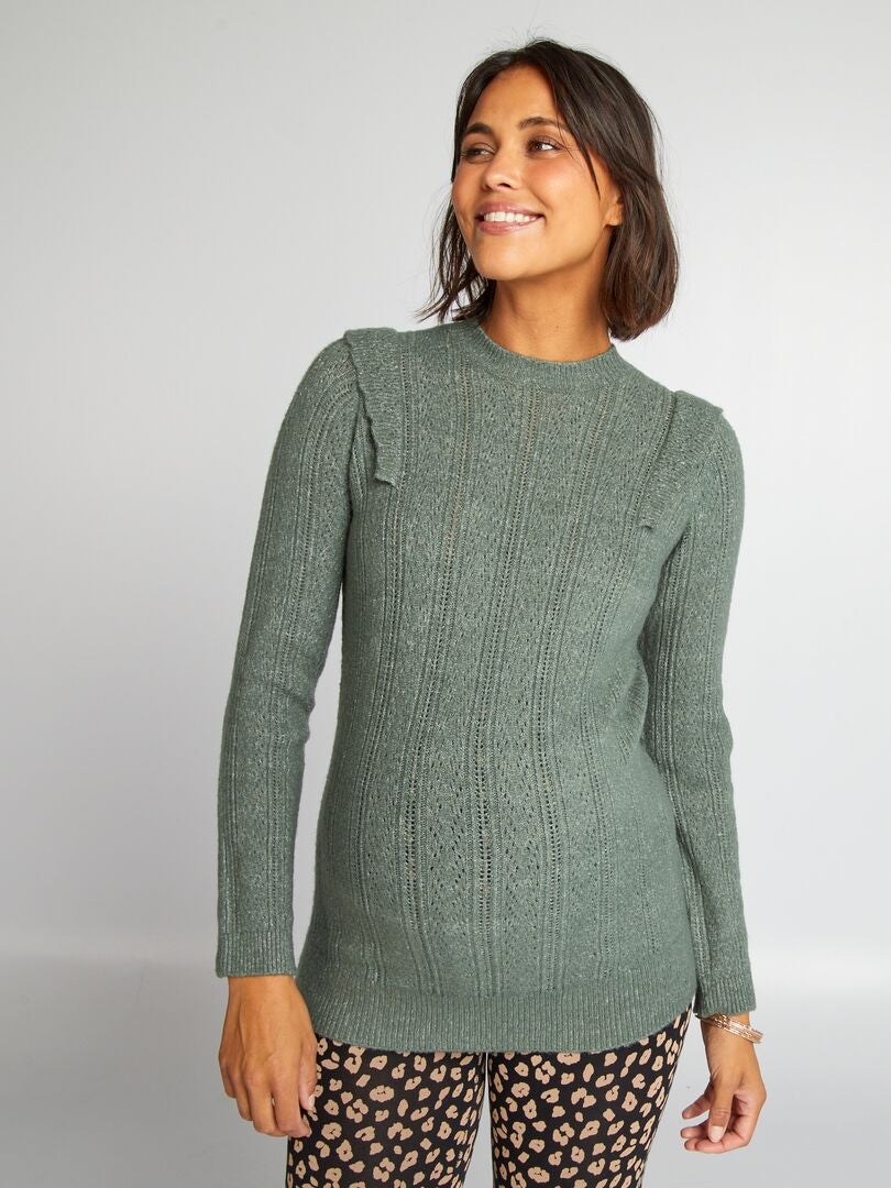 Jersey premamá perforado - verde grisáceo