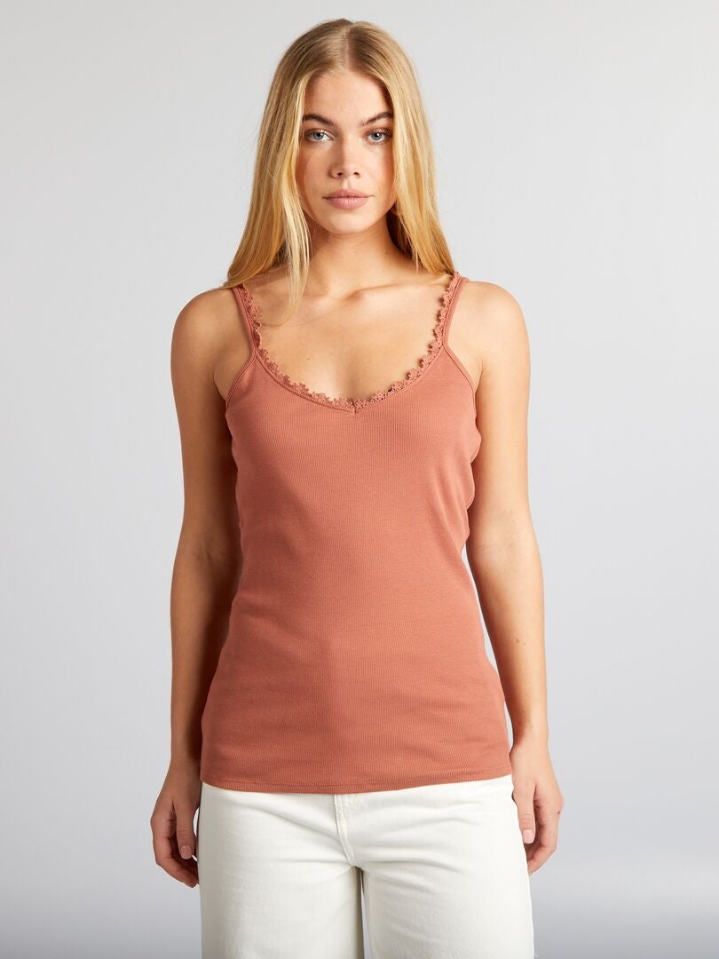 Camisola com alças finas - MARROM