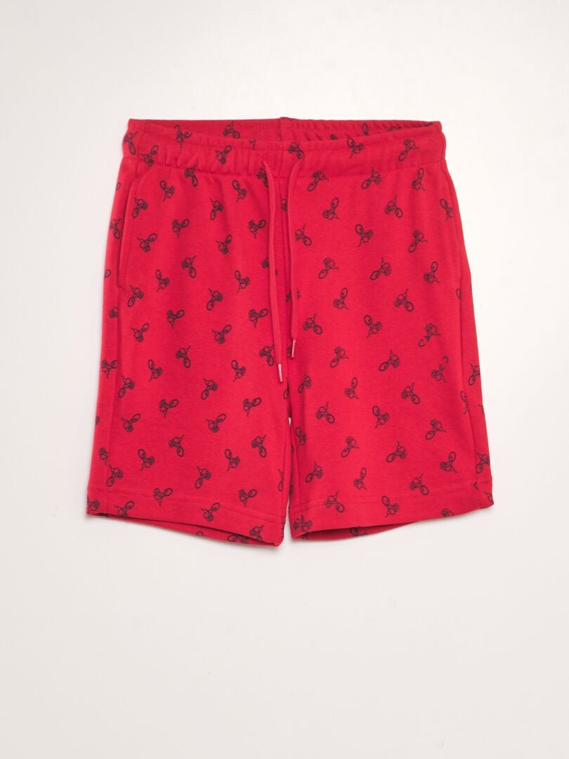 Conjunto de 2 pantalones cortos ligeros de felpa - ROJO